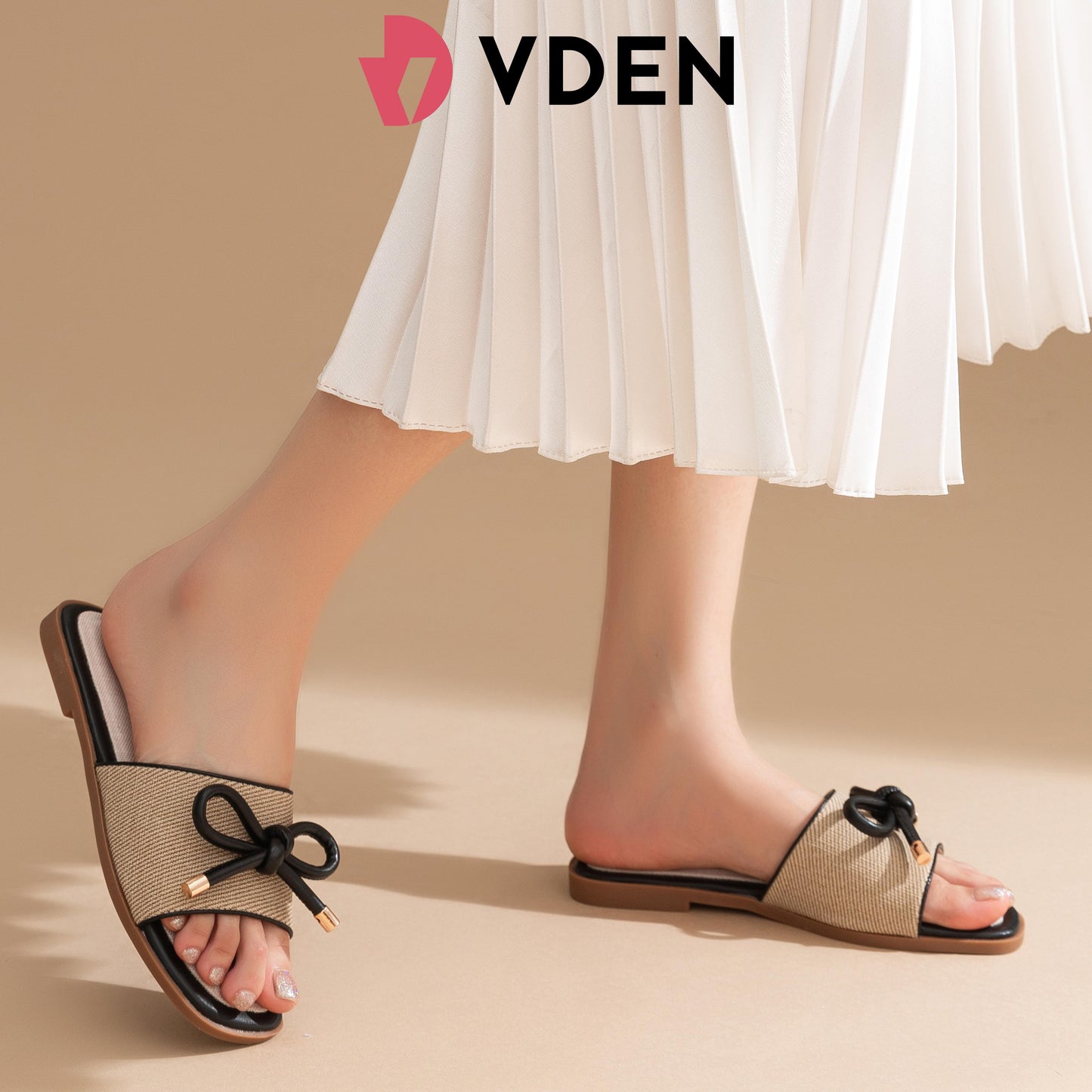 VDEN Retro Style Open Toe Flat Sandals With Bow Decoration 0.5INCH/1.4CM 002-A19 Casual Open Toe Non Slip Flat Breathable Sandals Braided Feel Thickened Insole Comfortable Slippers Footwear Summer Girl Walking Shoes Shoes