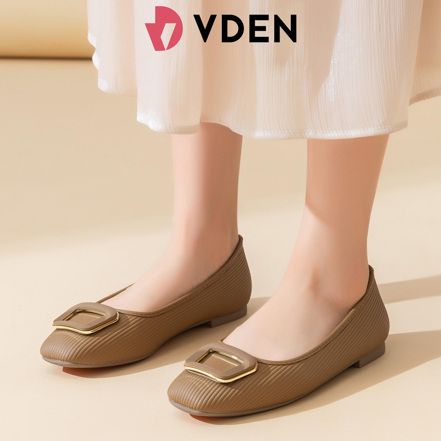 VDEN Women Fashion Square Toe Block Flat Shoes Business Work For Women 0.4INCH/1CM 182-21 Classic Buckled Ballet Flats Women’s Office Flats – Soft Slip-On Shoes With Stylish Buckle