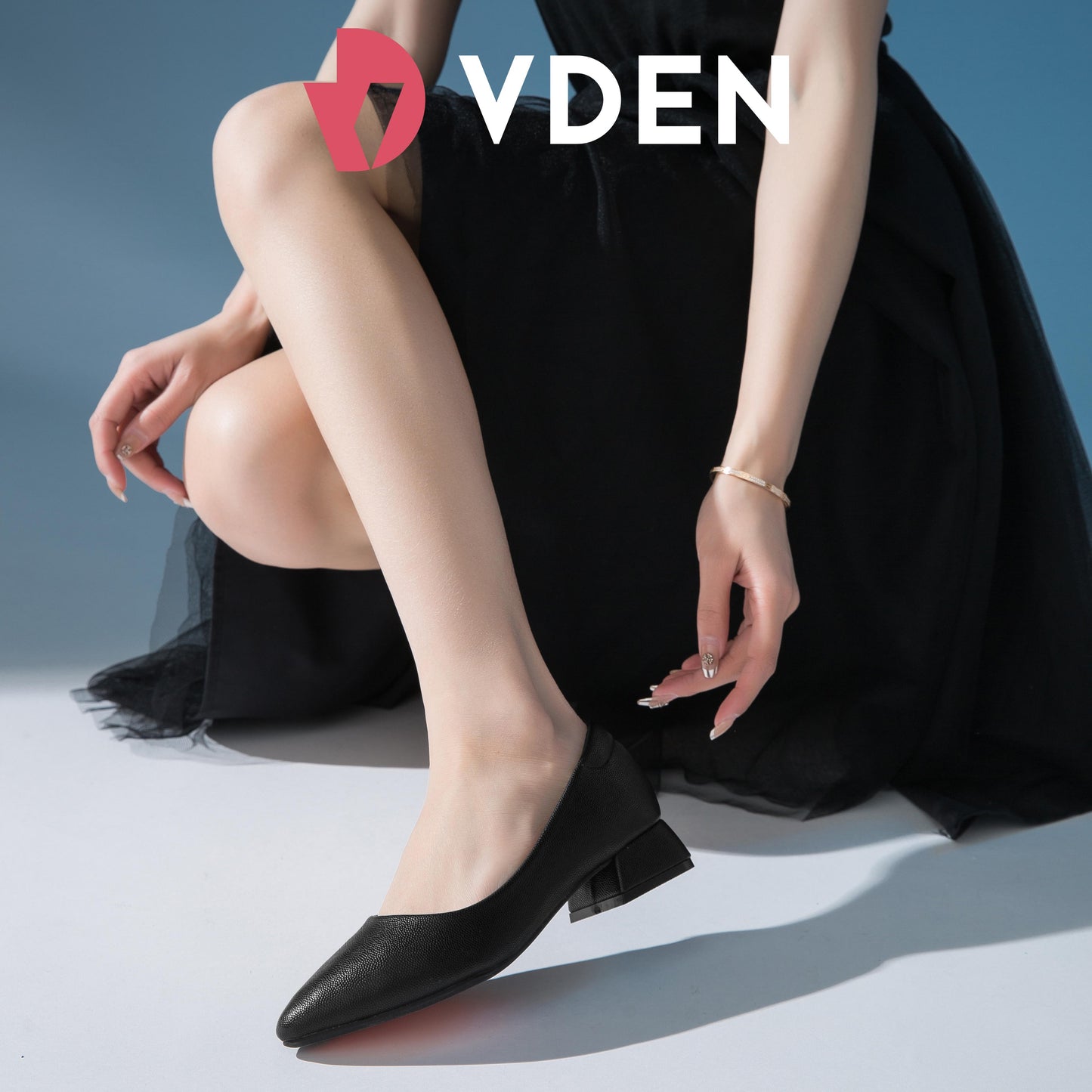 Super High Quality Black Student Shoes 893-A1 Pointed Toe Low Heel (1.2INCH) Pure Black Office Shoes