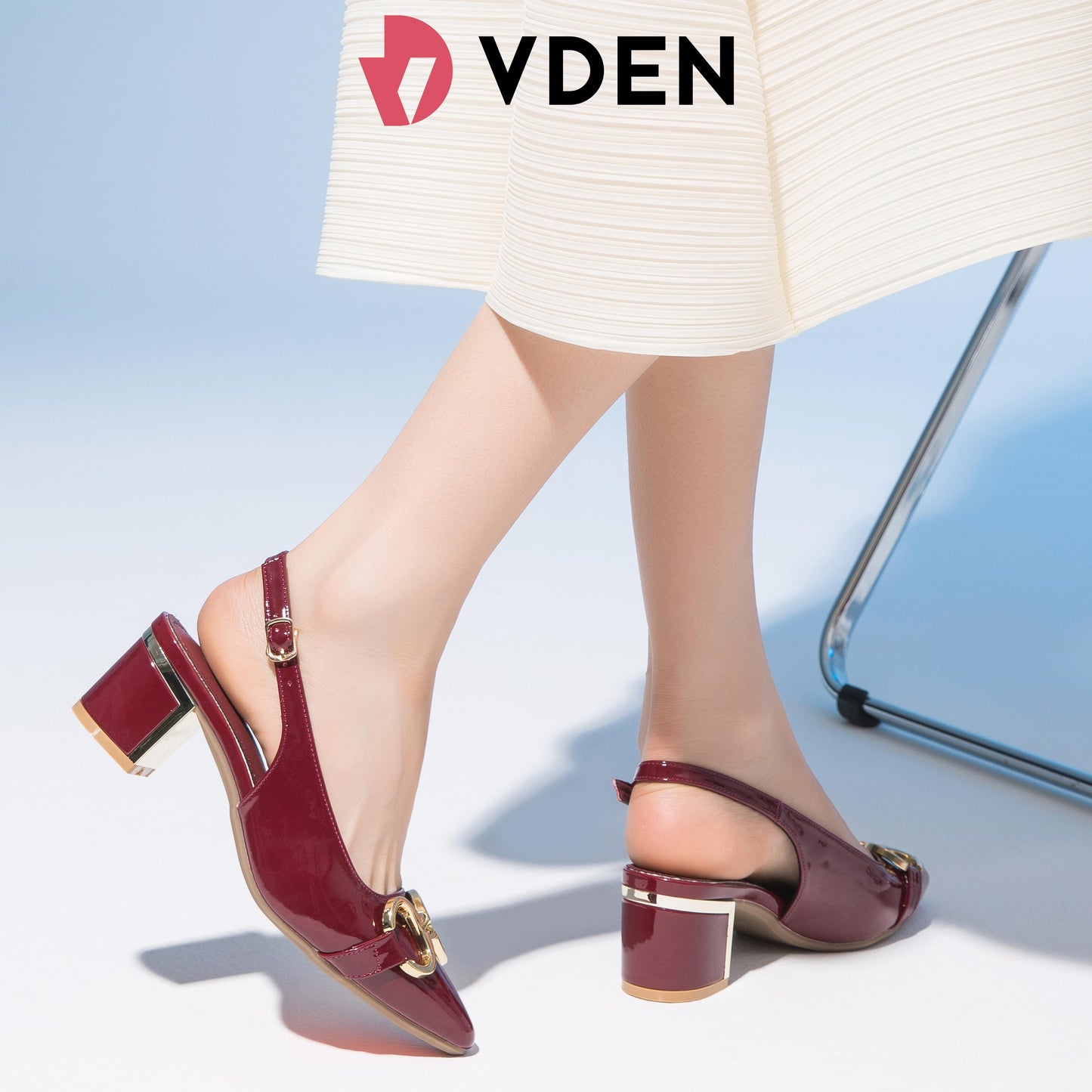 VDEN Women's Classy Stiletto Pointed Shoes 2INCH/5.3CM Patent Leather Block Heels Buckle Back Strap Mid Heel Pumps 525-37 Comfort