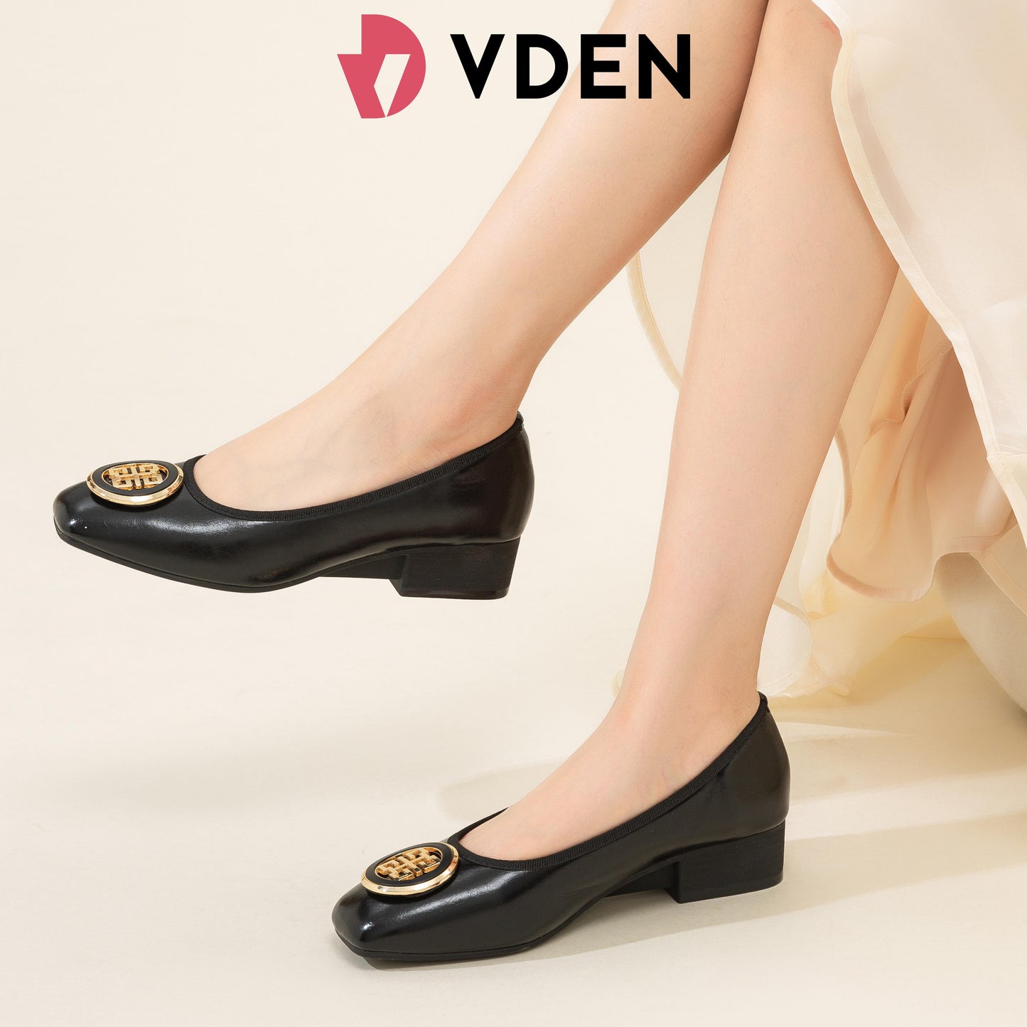 VDEN Fashionabke Solid tone Square-toe pumps For Women 1.2INCH/3CM A998-14Korean Style Comfortable Soft Sole Slip-on Women's Shoes Commuting Old Money Style Low Heels