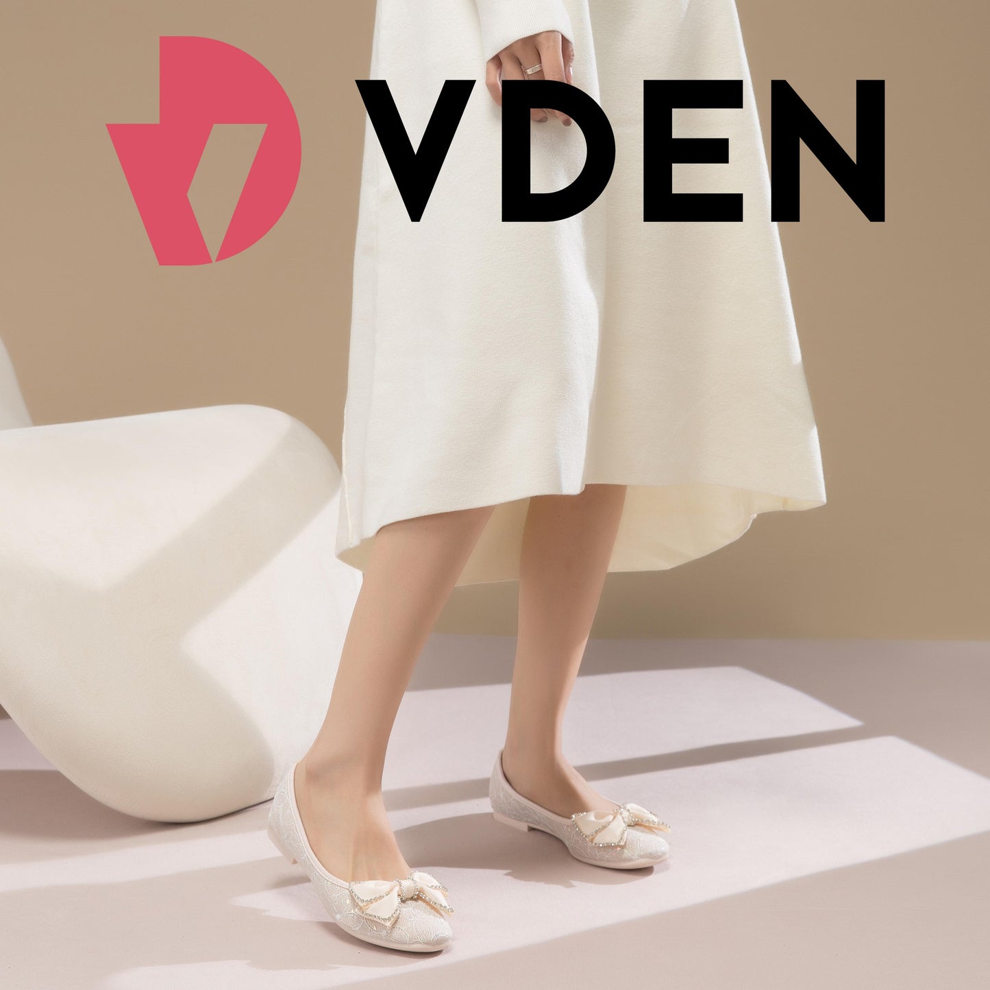 VDEN Round Toe Flats Women's Bow Ballet Flat Shoes 926-10 New Korean Office Women's Shoes No Heel