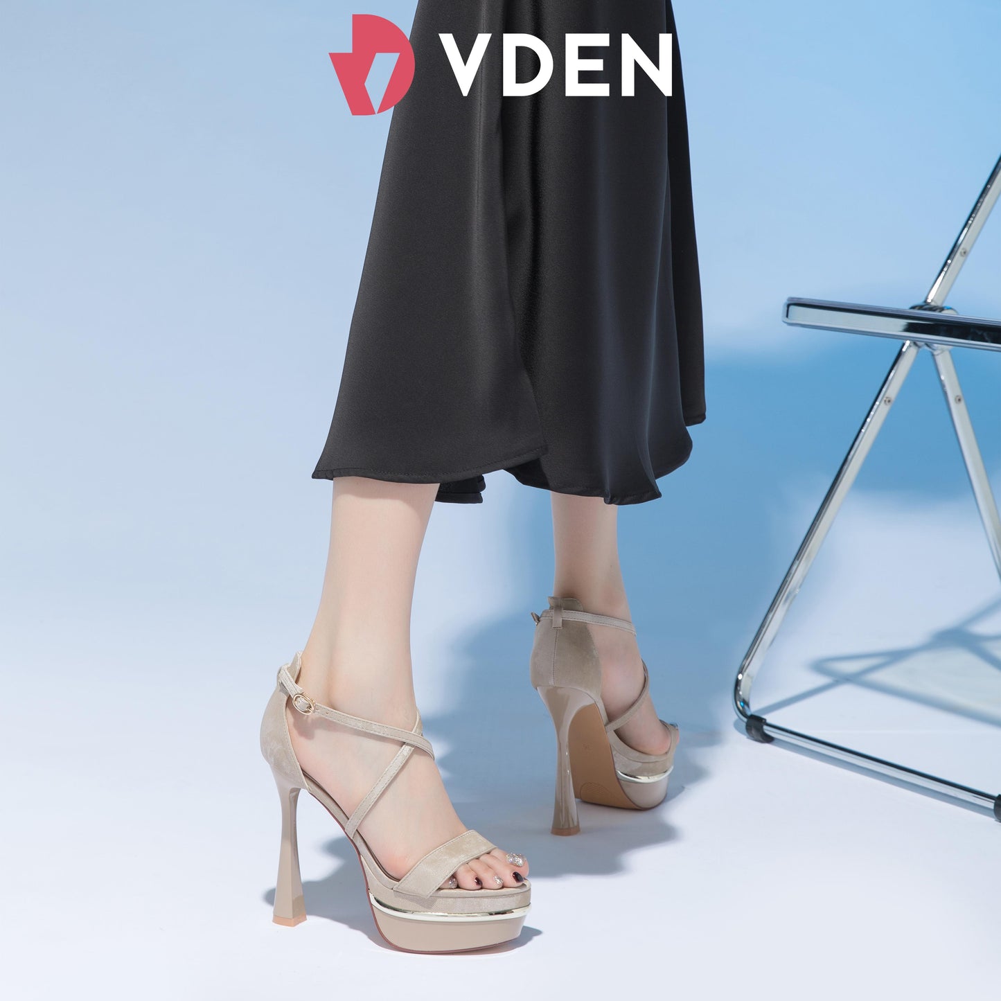 VDEN Women Sexy Cross Strappy High Heeled Sandals 5.2INCH/13.2CM Ultra High Heel Sandals Pageant High Heels H228-1 Party Dance Platform High Heels