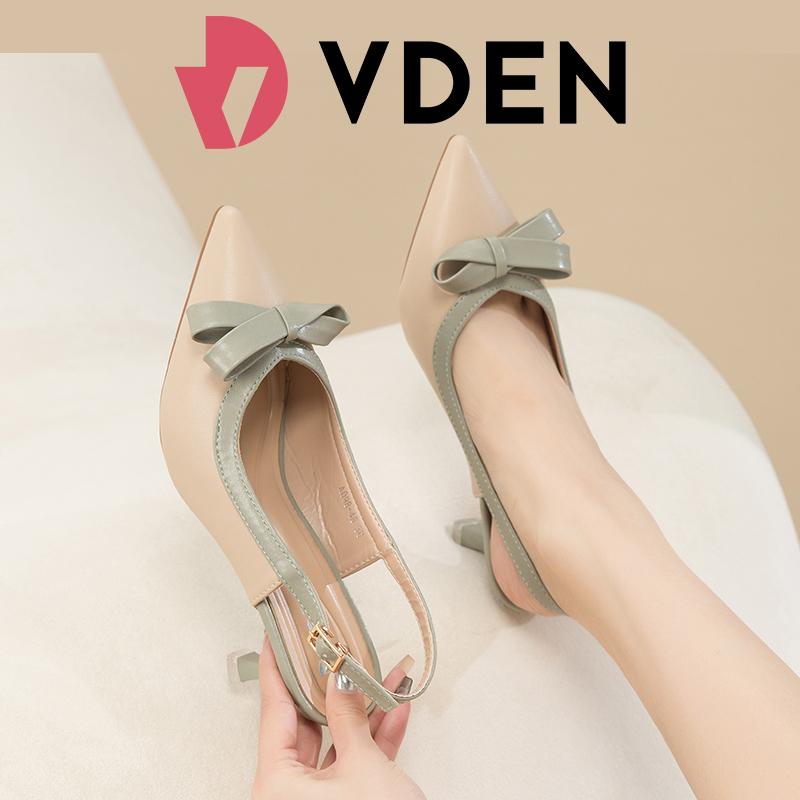 VDEN Pointed Stiletto Heels Mid Heel (2INCH) New Korea Women Shoes Bow Shoe Buckle A098-48