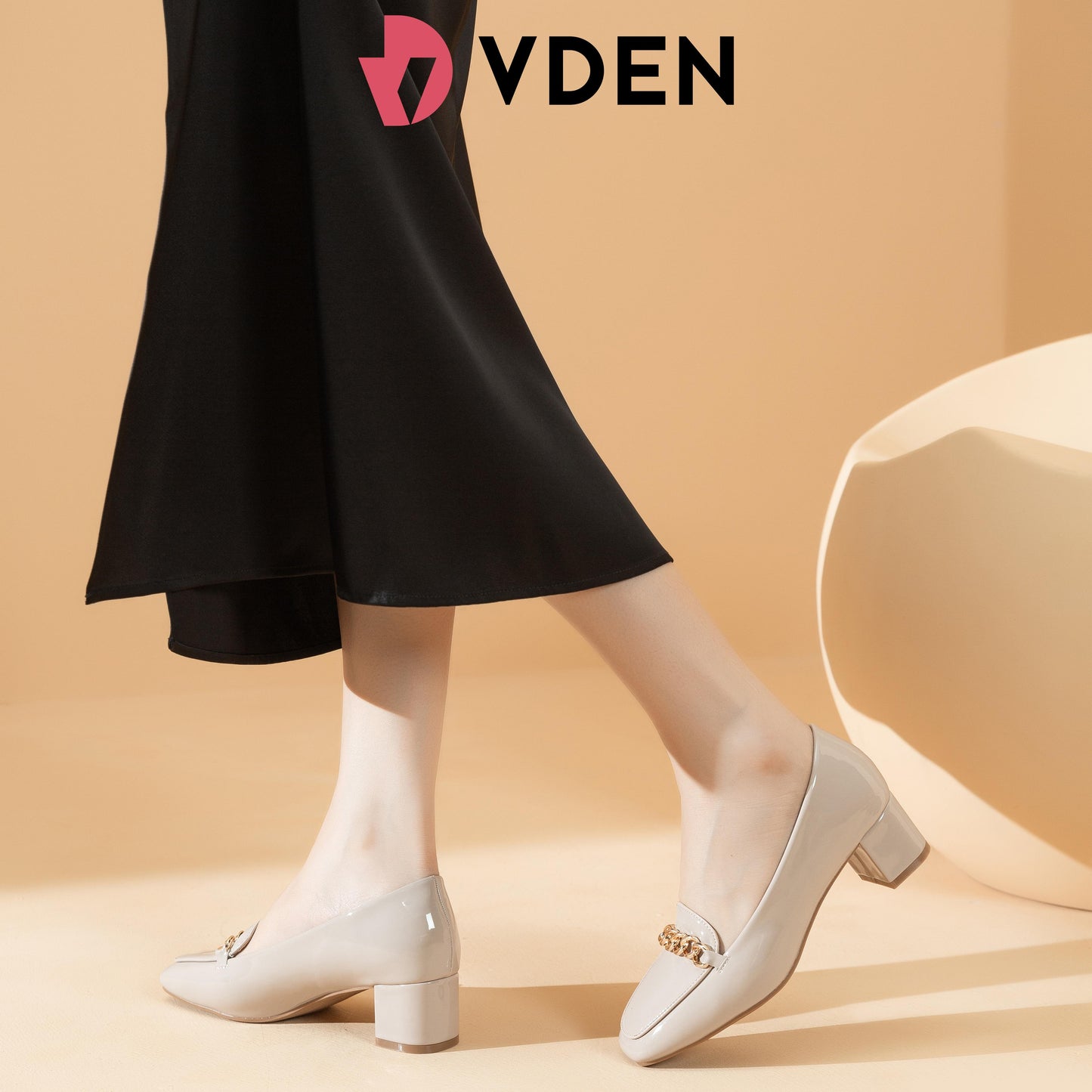 VDEN Loafer Heels Buckle Square Toe Shoes for Women 6CM/2.5INCH Women's Square Toe Thick Heel Office Shoes 78-Q1 Patent Leather Thick Heel Commuter Heels Classy
