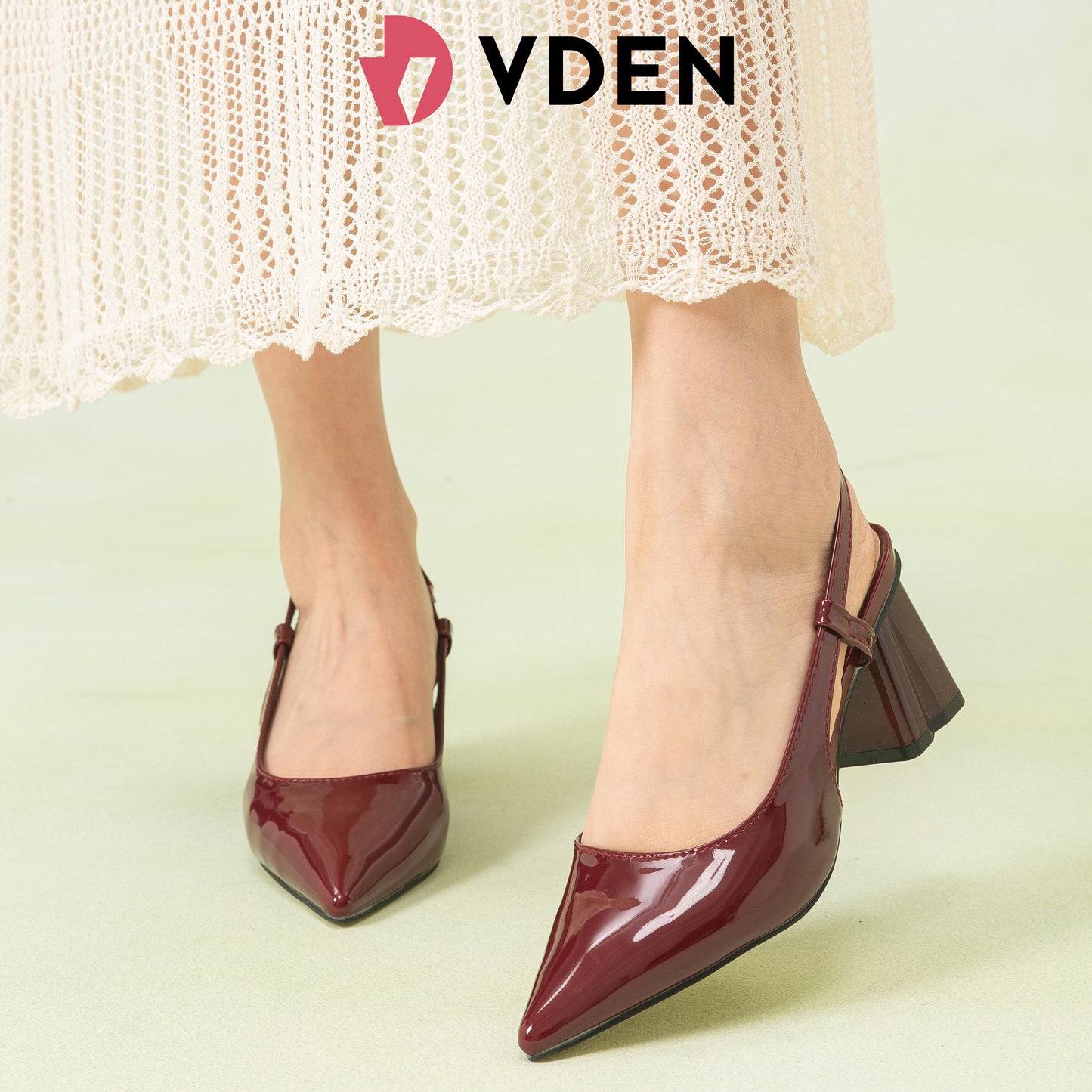 VDEN Women Slingback Block Heels Patent Leather Pointed Toe Mary Jane Pumps Office Work Shoes Kasut Wanita Ready Stock 2.5INCH/6.3CM (Foot Width Add 1 Size) B668-15 Women's Patent Leather Pointed Toe Single Strap Chunky Heels For Women