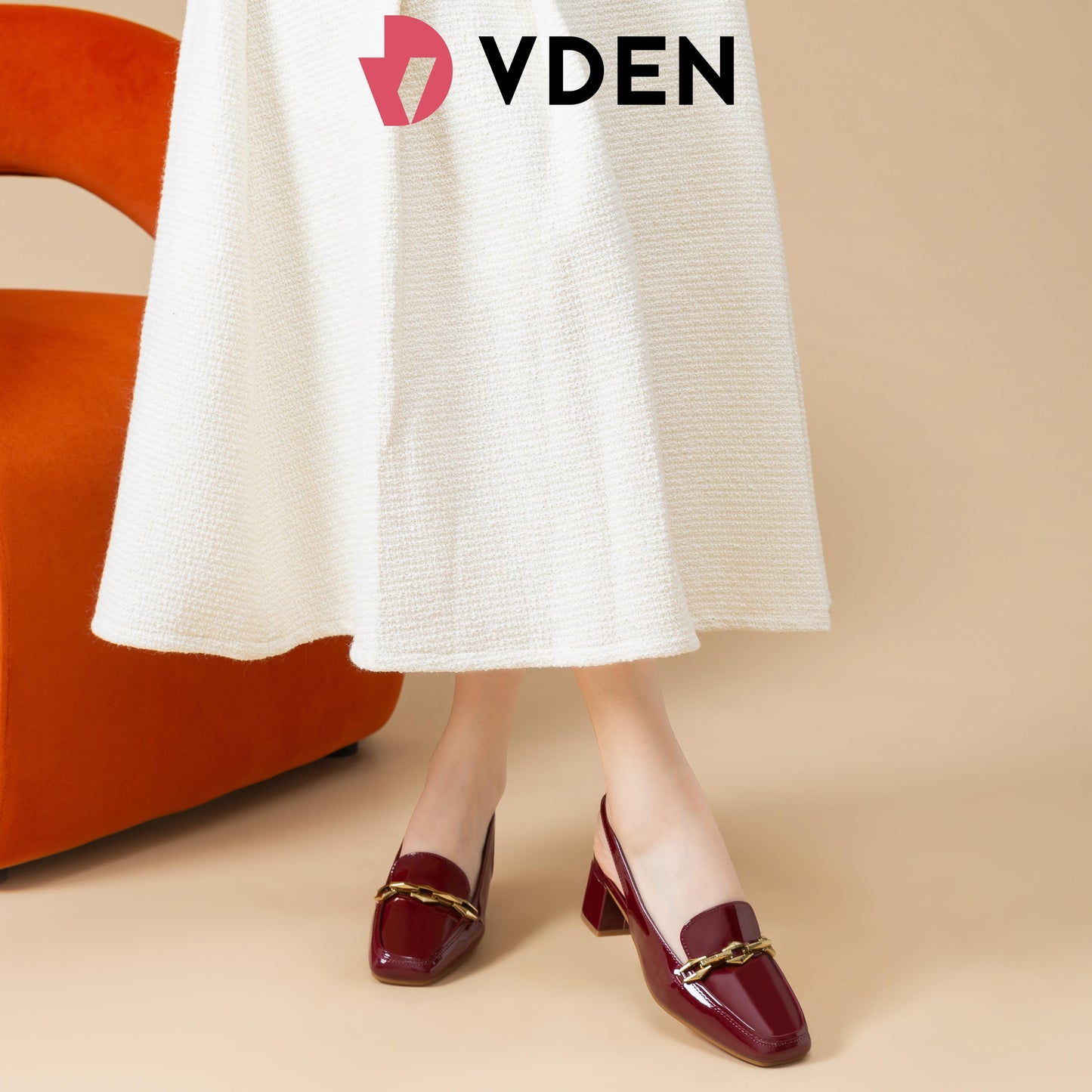 VDEN Women's Square Toe Chunky Heel Slingback Shoes Patent Leather 1.7INCH/4.5CM 558-90 Old Money Style Ladies' Rough Square Shoes Fashionable Patent Square Toe Slingback Chunky Heels Patent Leather Square Toe Block Heel Women's Sandals Shoes