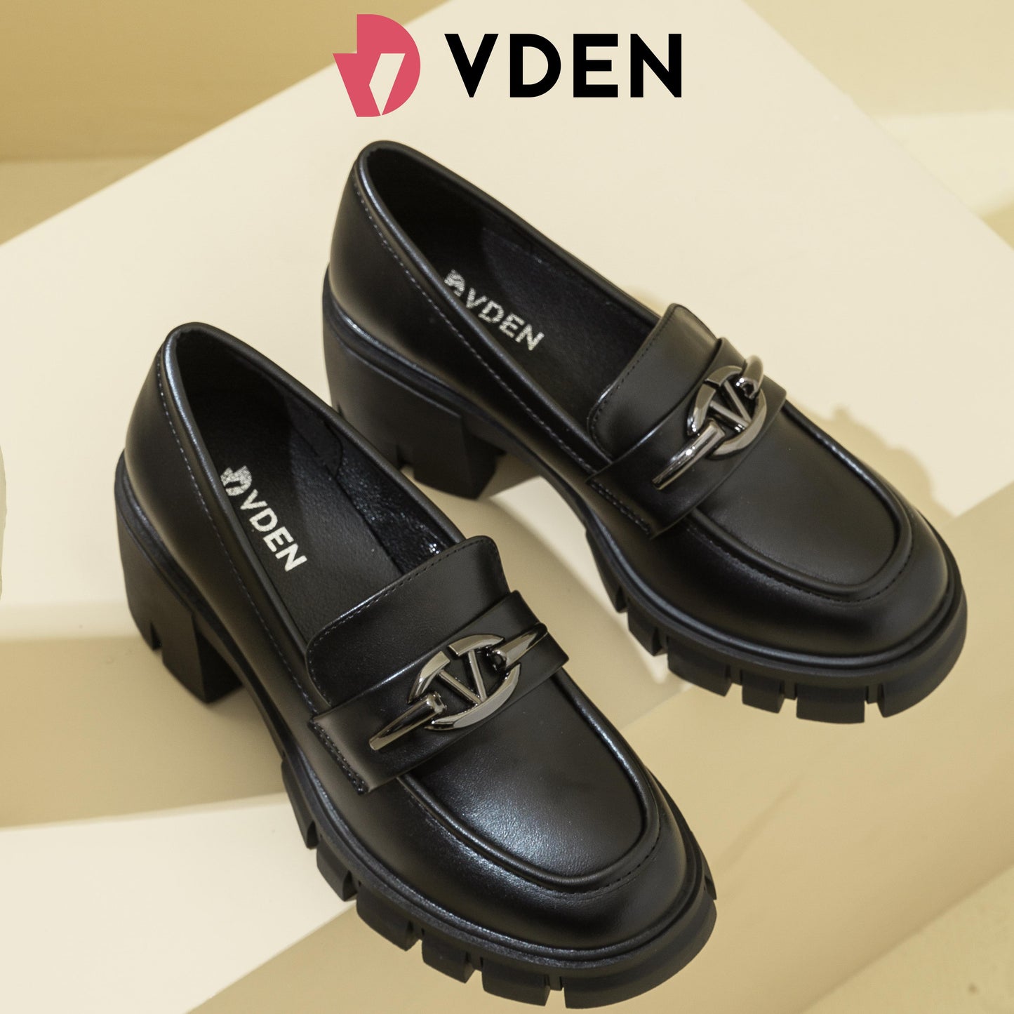 VDEN Walking Shoes  Leisure High Heels Loafer Artificial Leather For Women 2.2INCH/6CM 6958-L3 Korean British Style Height Increasing Casual Shoes Campus Black Leather Shoes  Elegant Footwear