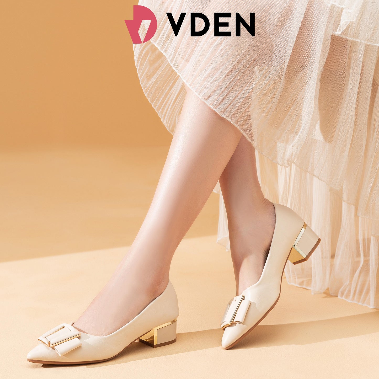 VDEN Women Pumps Pointed Toe Chunky  Heel Pumps Office For Women 1.5INCH/4CM 999-1059 Korean Retro Simple Thick Heel Women's Shoes Office Shoes