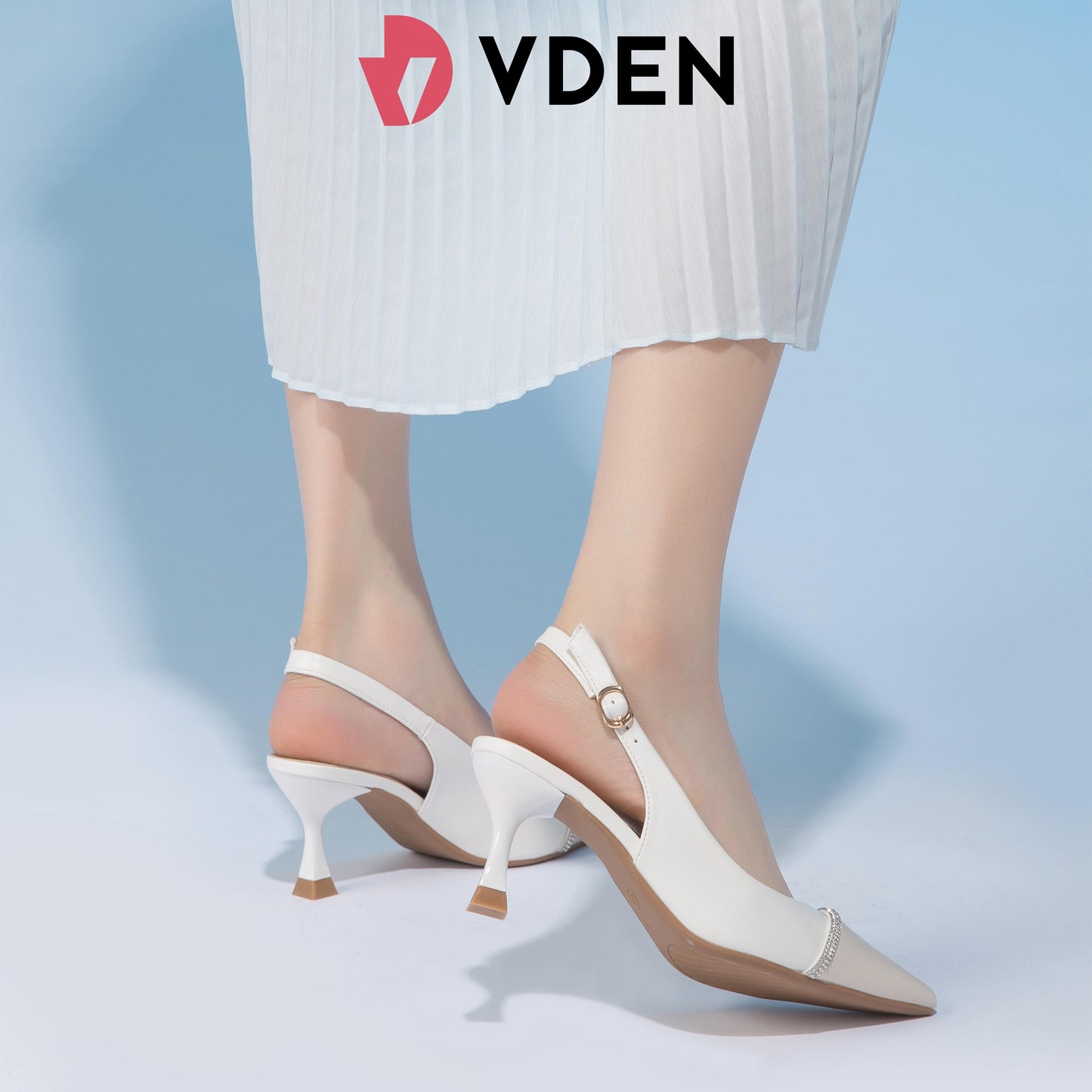 VDEN Elegant Single Shoes For Women 7.5CM/3INCH Heels With Buckle Design Hight Heeled Shoes Slingback Pointed Toe Shoes 817-31