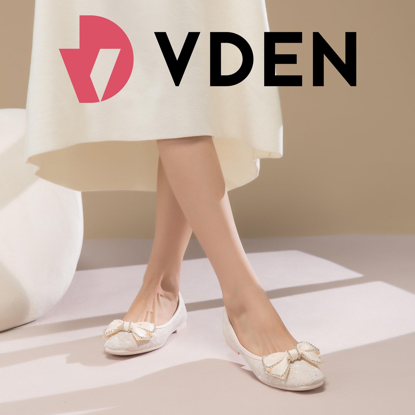 VDEN Round Toe Flats Women's Bow Ballet Flat Shoes 926-10 New Korean Office Women's Shoes No Heel