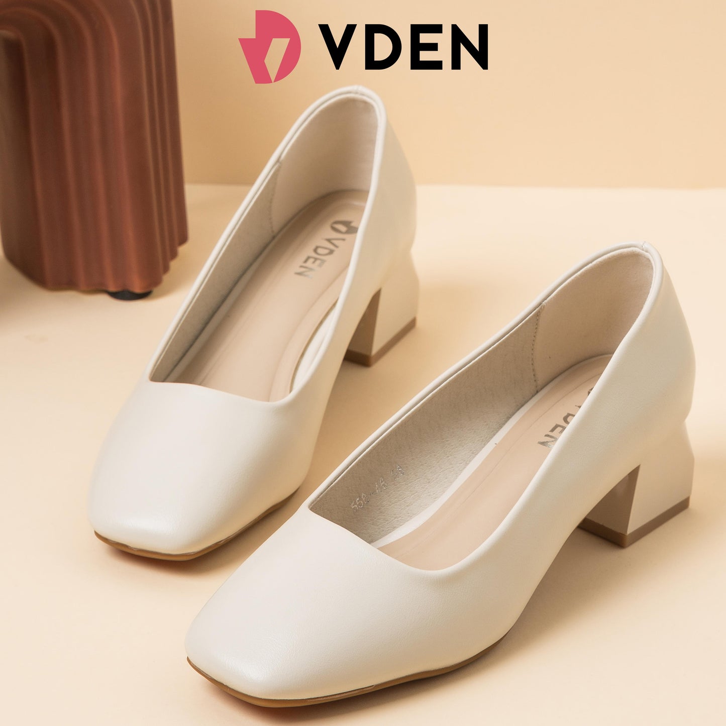 VDEN Slip-on Square Toe Mid Heel Dress Pumps Shoes For Women 1.7INCH/4.4CM 558-46 Simple Student Black Heel Shoes Office Thick Heel Women's Shoes