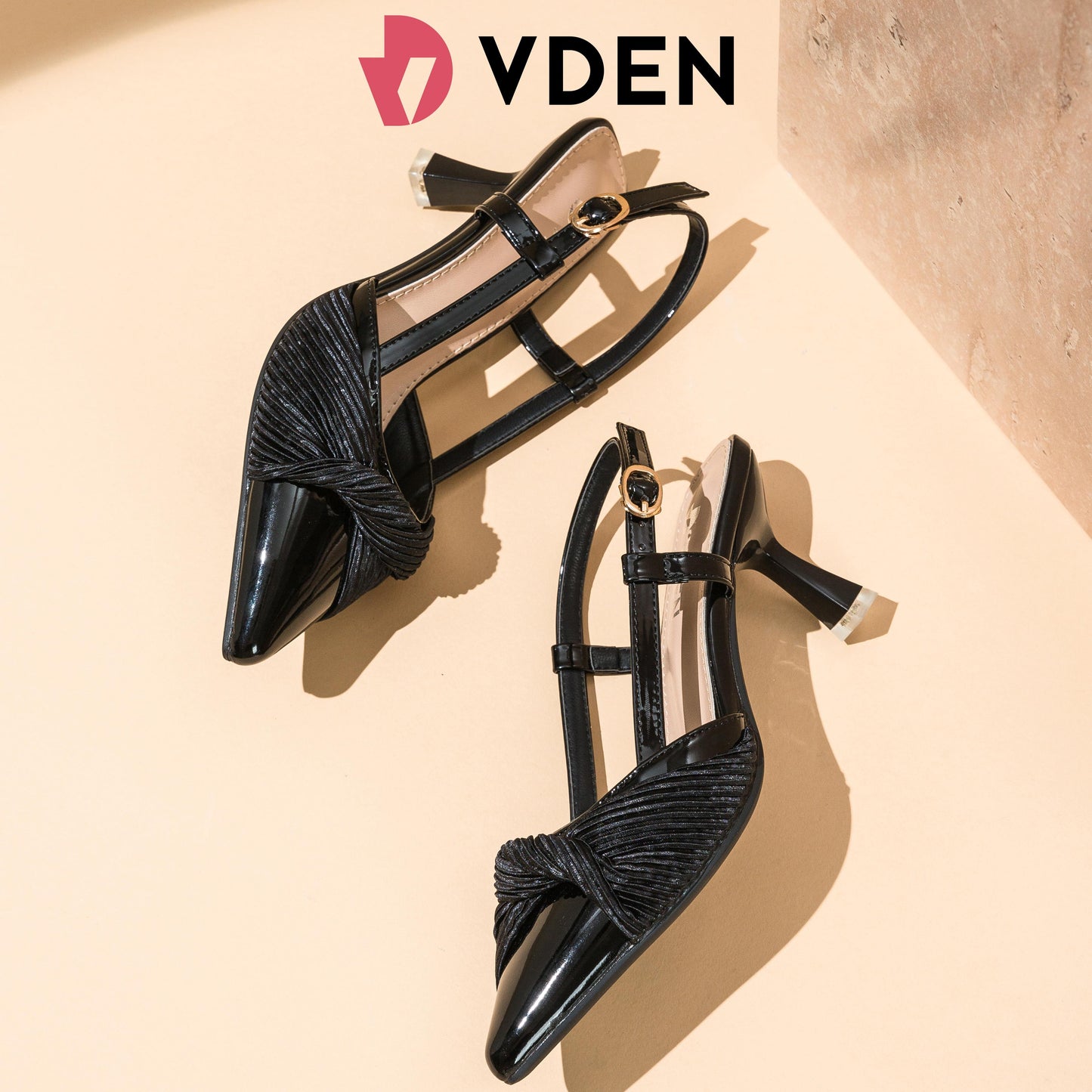 VDEN Women Wedding Stiletto Pointy Heels Pumps Ladies  Leisure Luxury Shoes 2.7INCH/7CM 7201-15 Minimalist Pointed Toe Heels Patent Leather Slingback Shoes With Satin Pleats And Pointed Toe Stilettos Classy Elegant Heeled