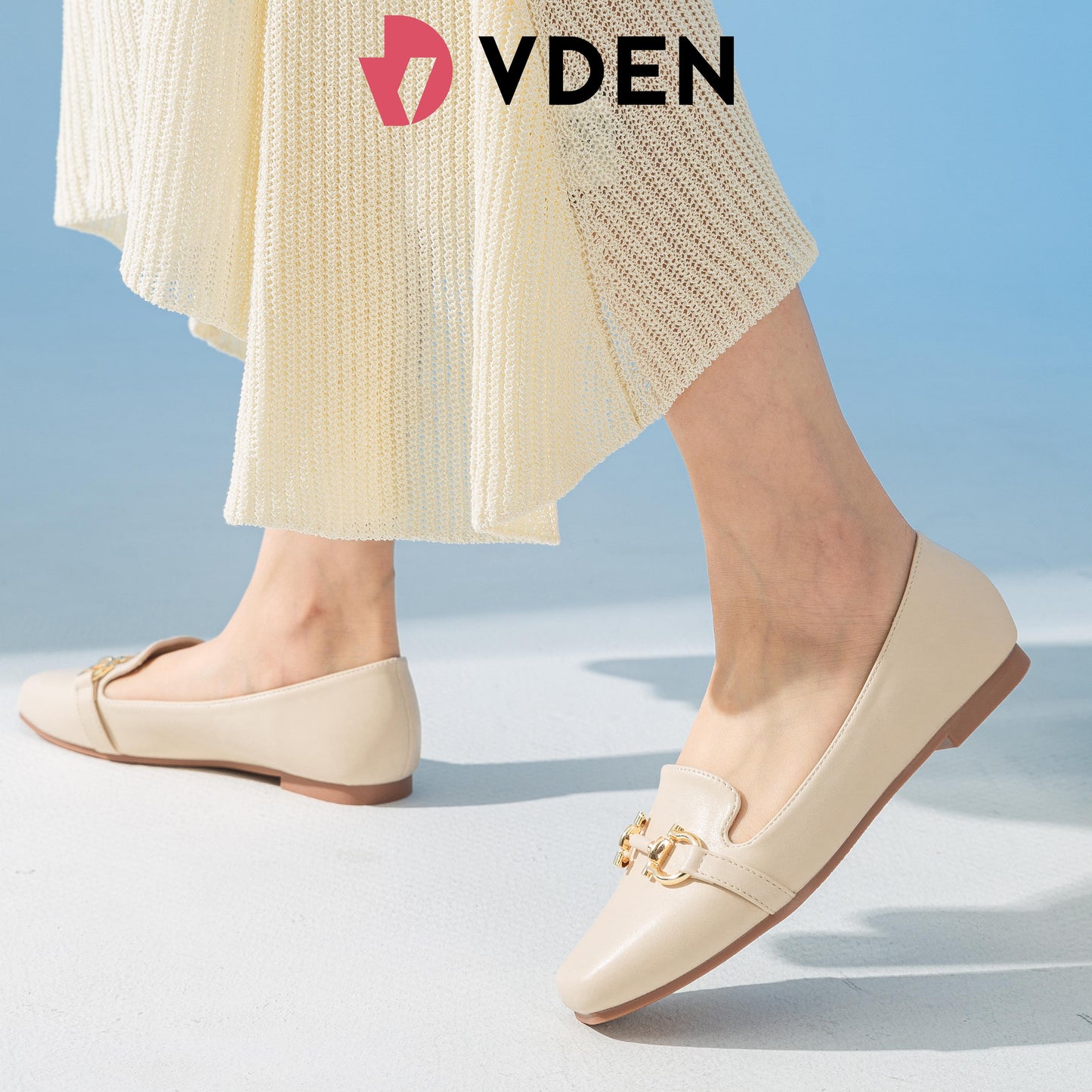 VDEN Women's Loafers Comfortable And Fashionable Chain Flat Shoes For Women 0.4INCH/1CM W903-8 Old Money Style Korean Style Simple Flat Loafers Office Slip-on Shoes For Women