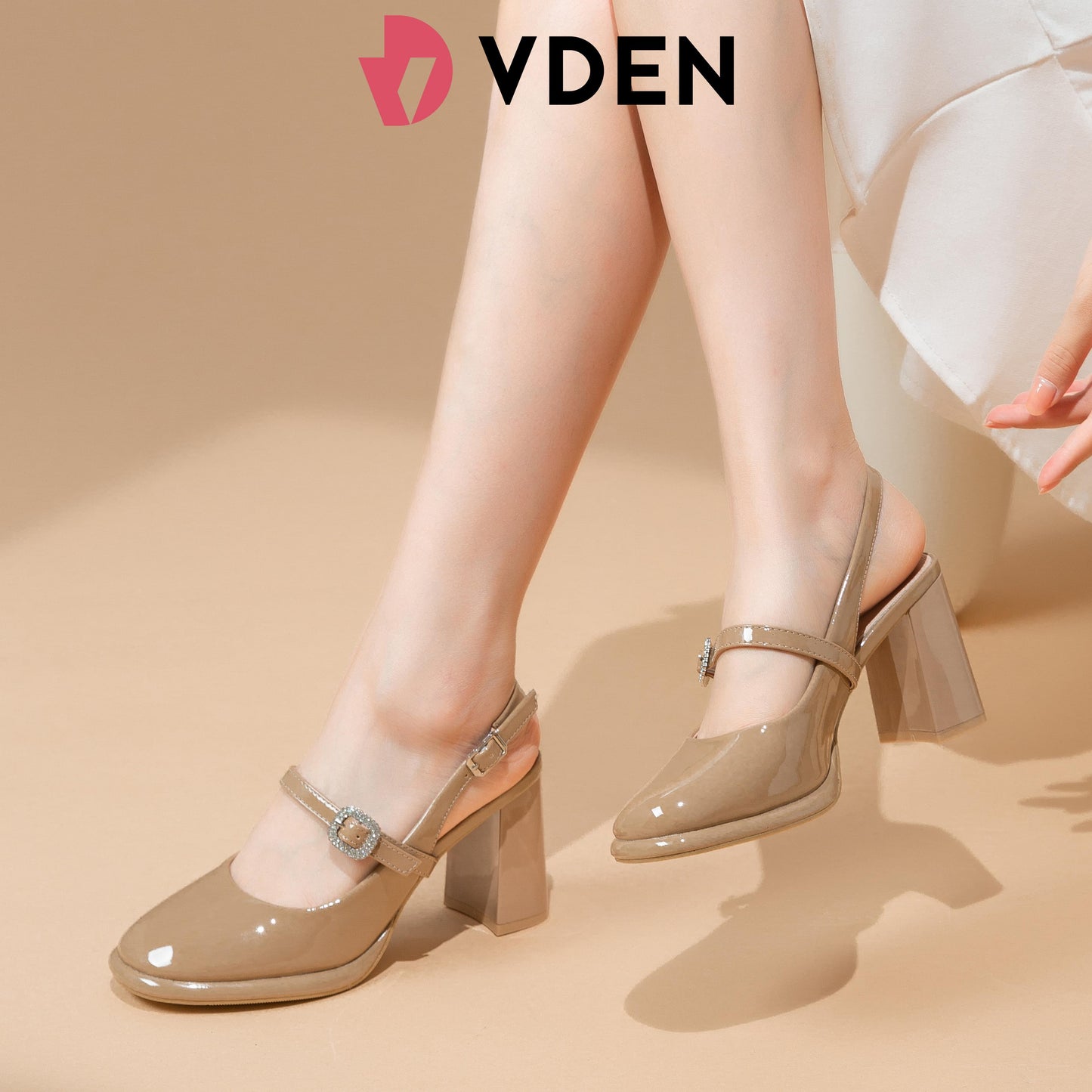 VDEN Women's Fashion Chunky Heel High Heel Thick Bottom Waterproof Platform Shoes 3INCH/8CM H333-1 Patent Leather One-Strap Mary Jane Shoes For Women Elegant And High-Heeled Korean Style Thick-heeled Shoes