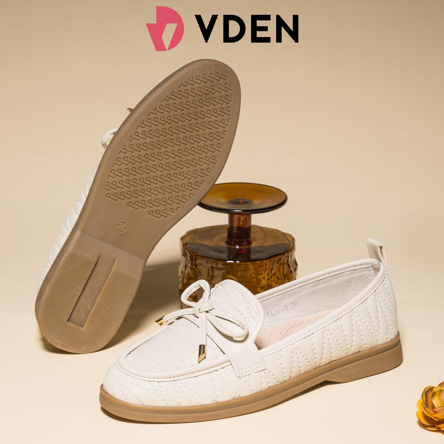 VDEN Women's Lightweight Loafers Nonslip Bowknot For Women 0.8ICNH/2.1CM 5577-3 Fashionable Women’s Leather Loafer Shoes One-step Versatile Loafers British Style Preppy Style Flat Shoes