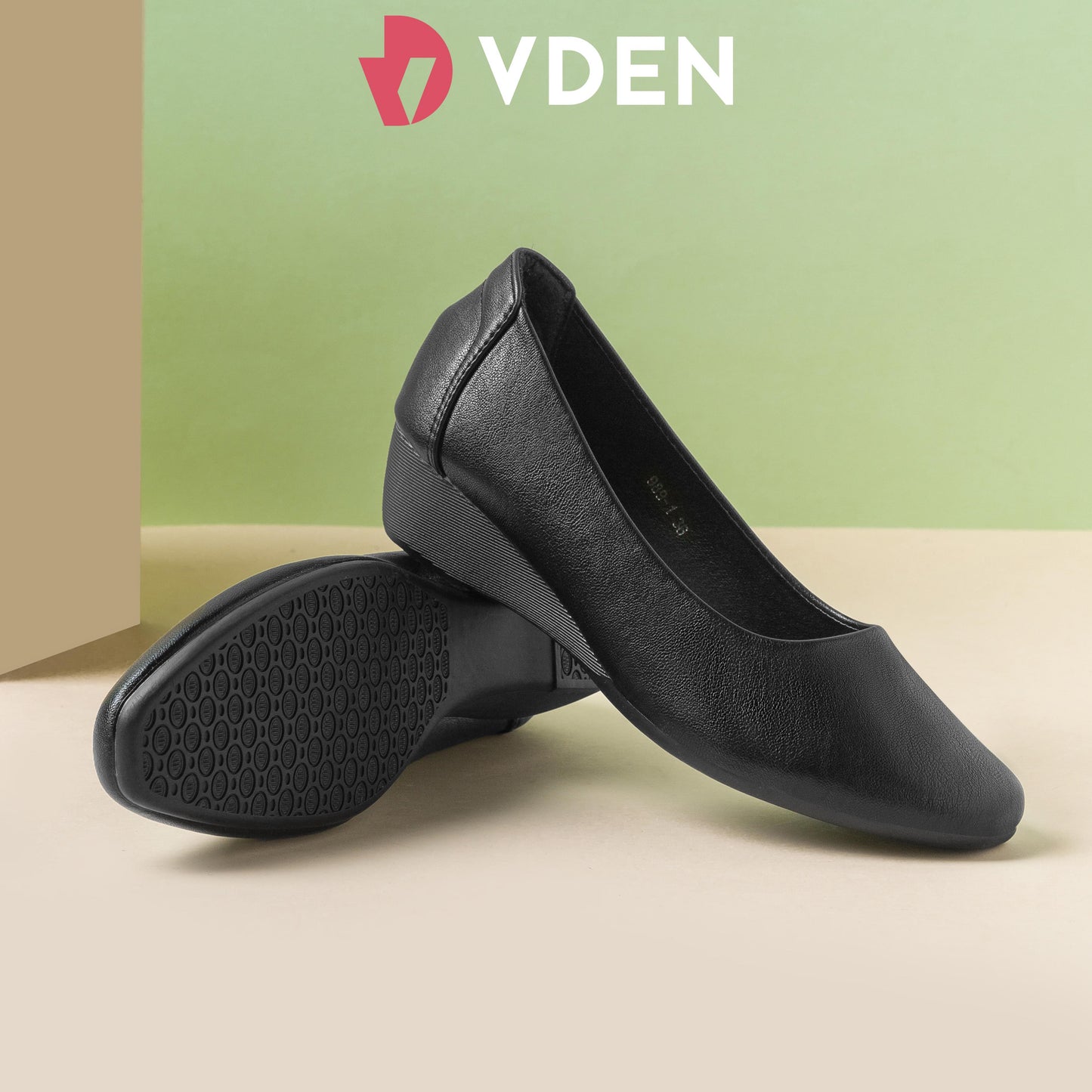 VDEN Black Leather Flat Shoes Pure Black Student Shoes Fashion Office Wedge Shoes For Women (true to size) (989-1 : 3.5 cm)(288-2 : 1.5 cm)
