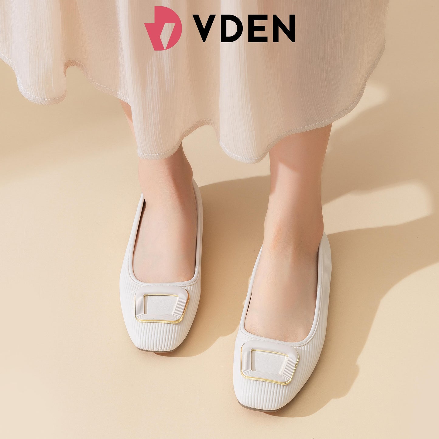 VDEN Women Fashion Square Toe Block Flat Shoes Business Work For Women 0.4INCH/1CM 182-21 Classic Buckled Ballet Flats Women’s Office Flats – Soft Slip-On Shoes With Stylish Buckle