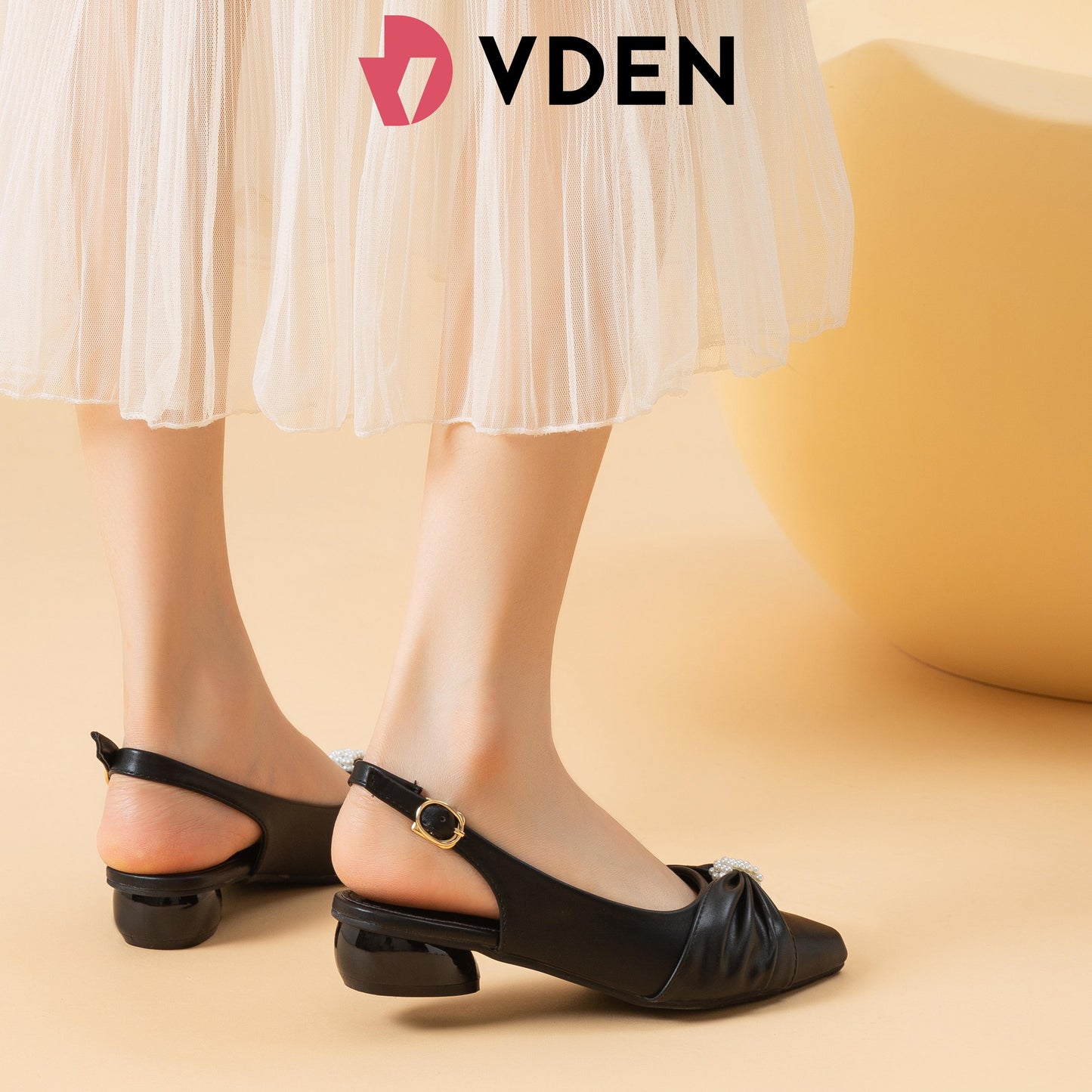 VDEN Women‘s Girls Dress Flats for Wedding Slingback Pointed Toe Evening Formal Sandals Shoes 1.1INCH/3CM B81240 Pointed Toe Slingback French Low Heel Shoes With Pearl Accessories Footwear