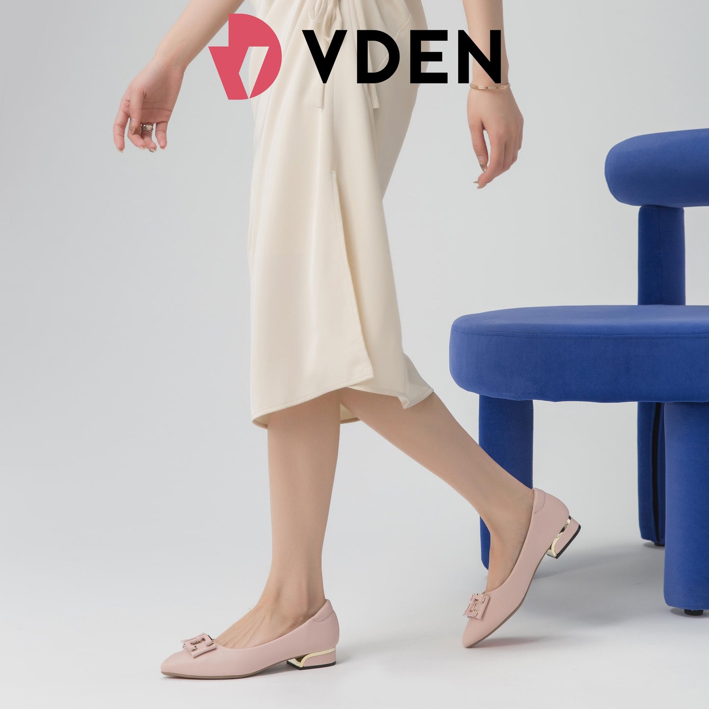 VDEN Pointed Toe Low Heel (1INCH) Shoes Stylish Commuter Slip-on Shoes 1288-595