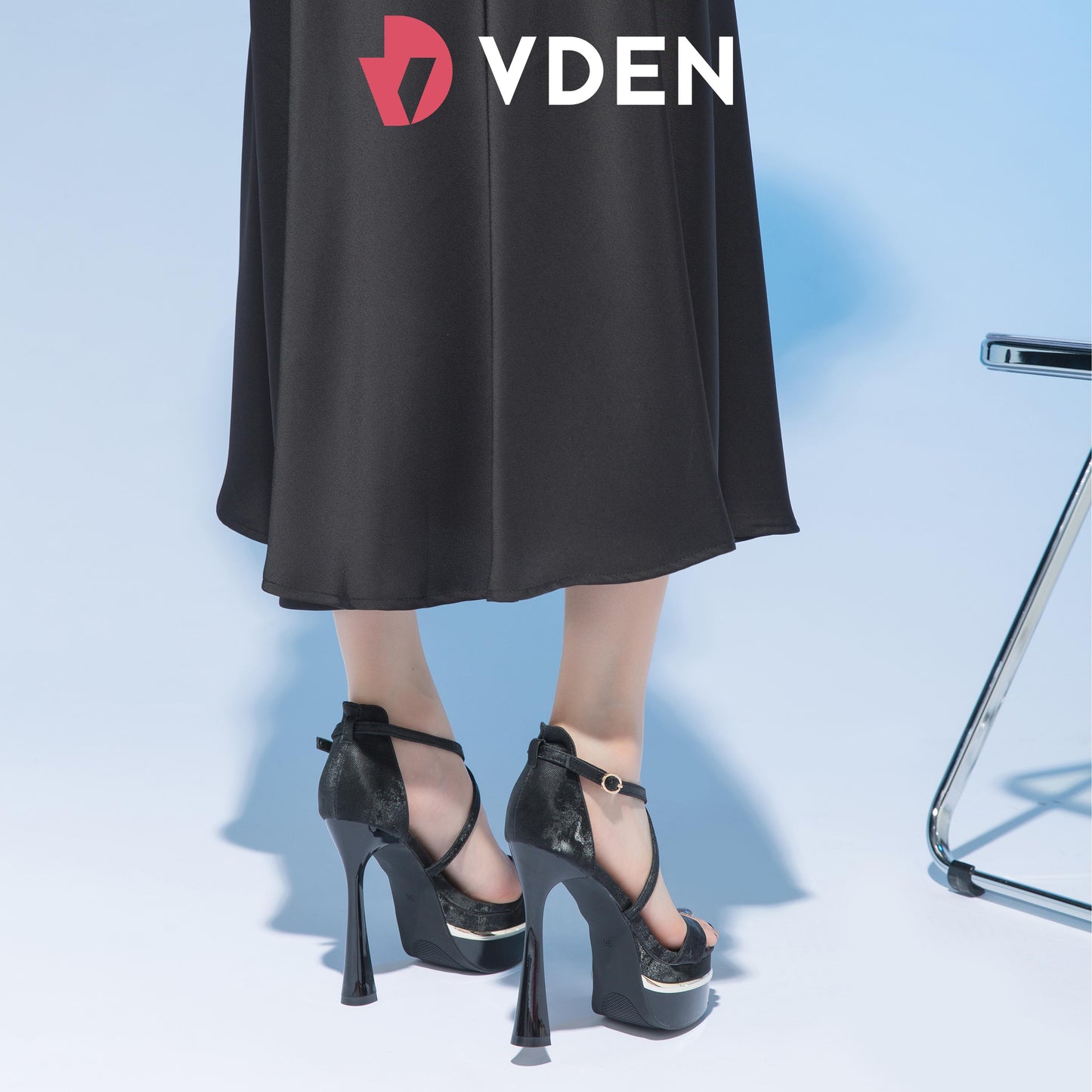VDEN Women Sexy Cross Strappy High Heeled Sandals 5.2INCH/13.2CM Ultra High Heel Sandals Pageant High Heels H228-1 Party Dance Platform High Heels