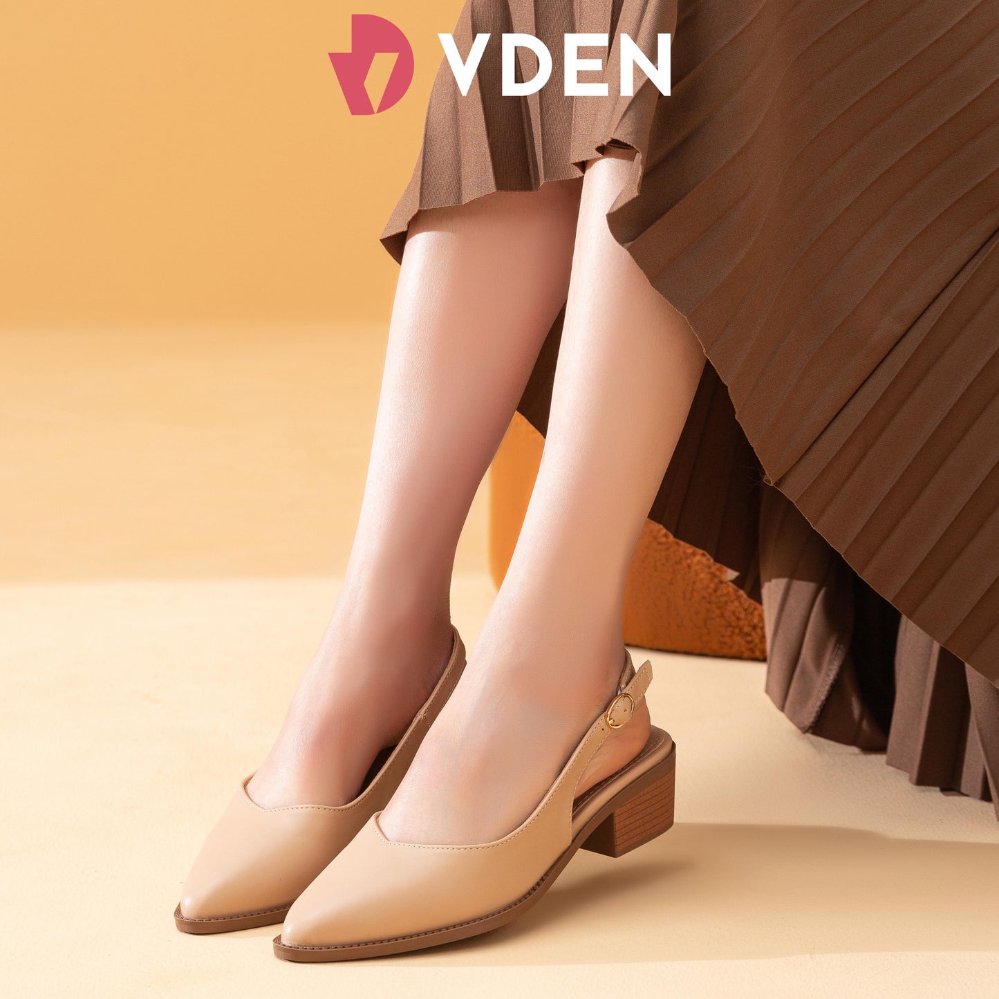VDEN Slingback Comfortable and Stylish Block Heel Sandal for Office Casual Formal Wear 1.7INCH/4.3CM 812-2 Retro Wood Grain Block Heel Shoes For Women Back Strap Sandals Women's Office Shoes