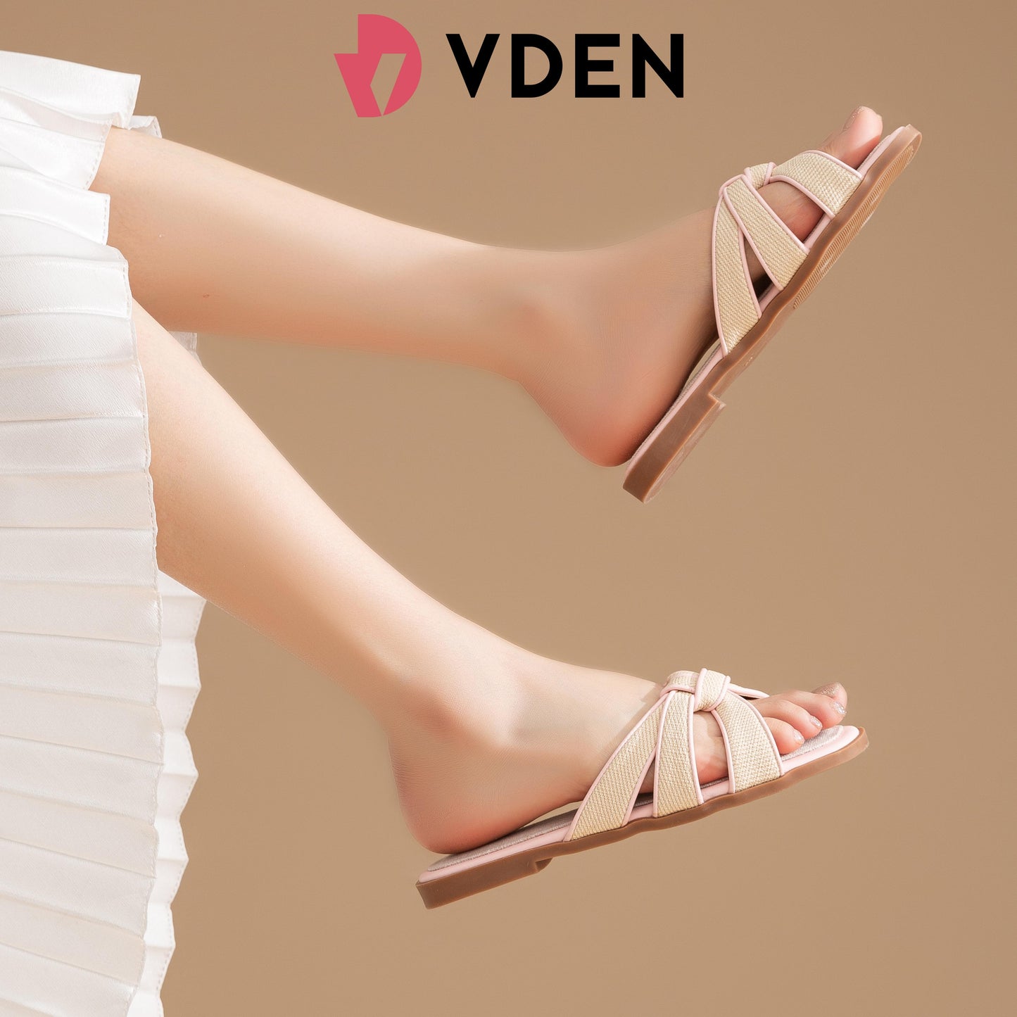 VDEN Casual Open Toe Non Slip Flat Breathable Sandals 0.5INCH1.4CM 002-A16 Color Block Braided Sandals Old money Style Open Toe Slippers Thick Latex Insole Women Summer Comfort Walking Shoes Footwear