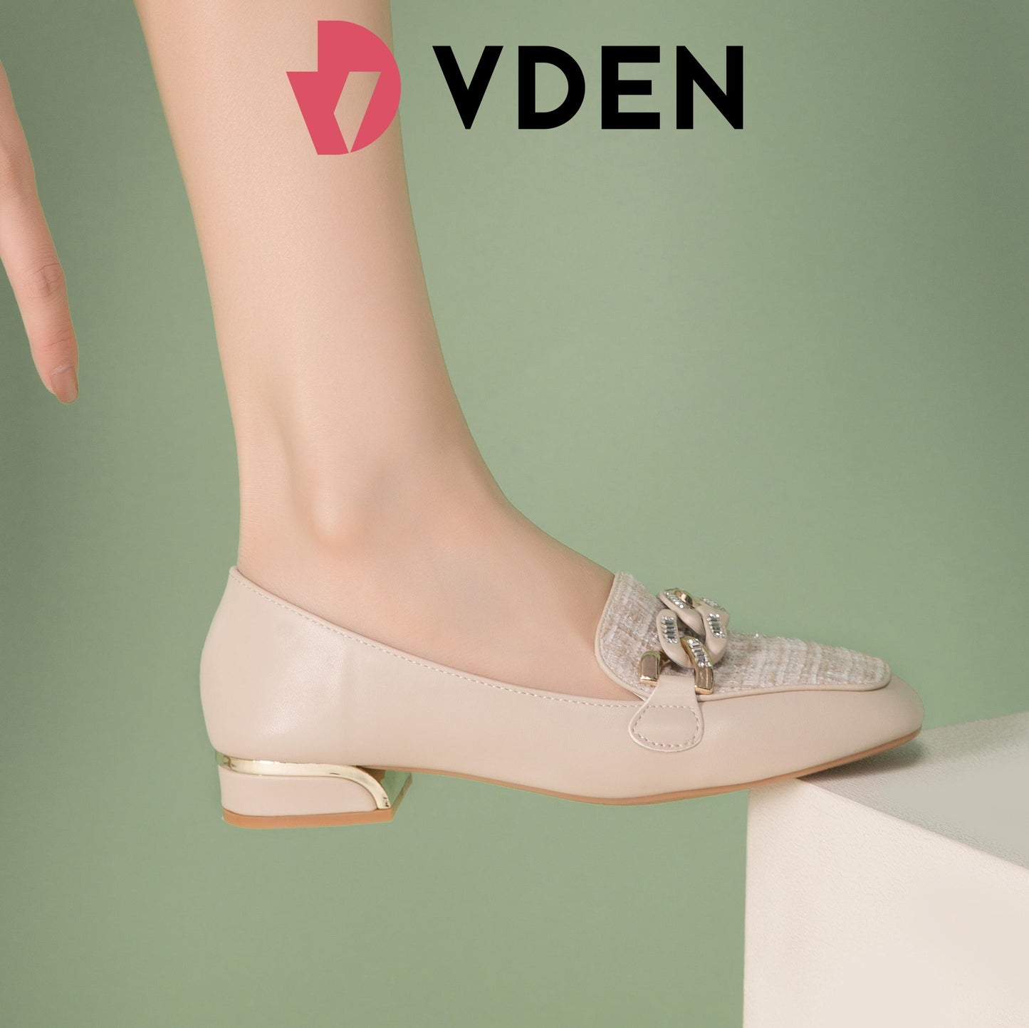 VDEN Women’s Elegant Square Toe Loafers Metallic Design B0083 Square Toe Slip-Ons