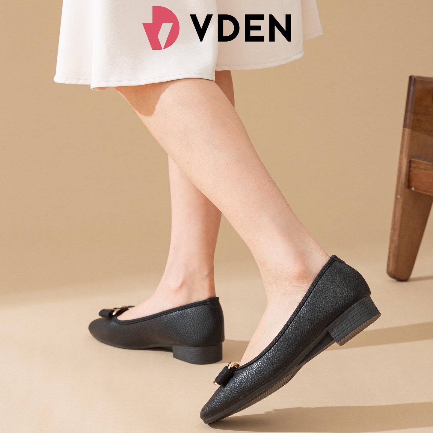 VDEN Women's Elegant Bow Shoes Women Square Toe Shoes For Women 1INCH/2.5CM 628-431 Square Toe Slip-on Shoes For Women Comfortable Commuting Office Shoes Soft Sole Walking Shoes Bowknot Decorated Low Thick Heels Square Toe Shoes For Women