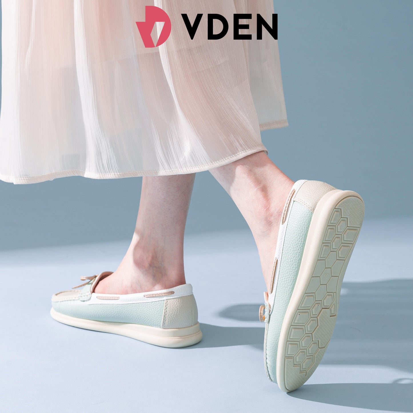VDEN Lightweight Loafers With Color Block Design For Women 1INCH/2.5CM 6678-802 Ladies Flat Loafers With Stylish Design
