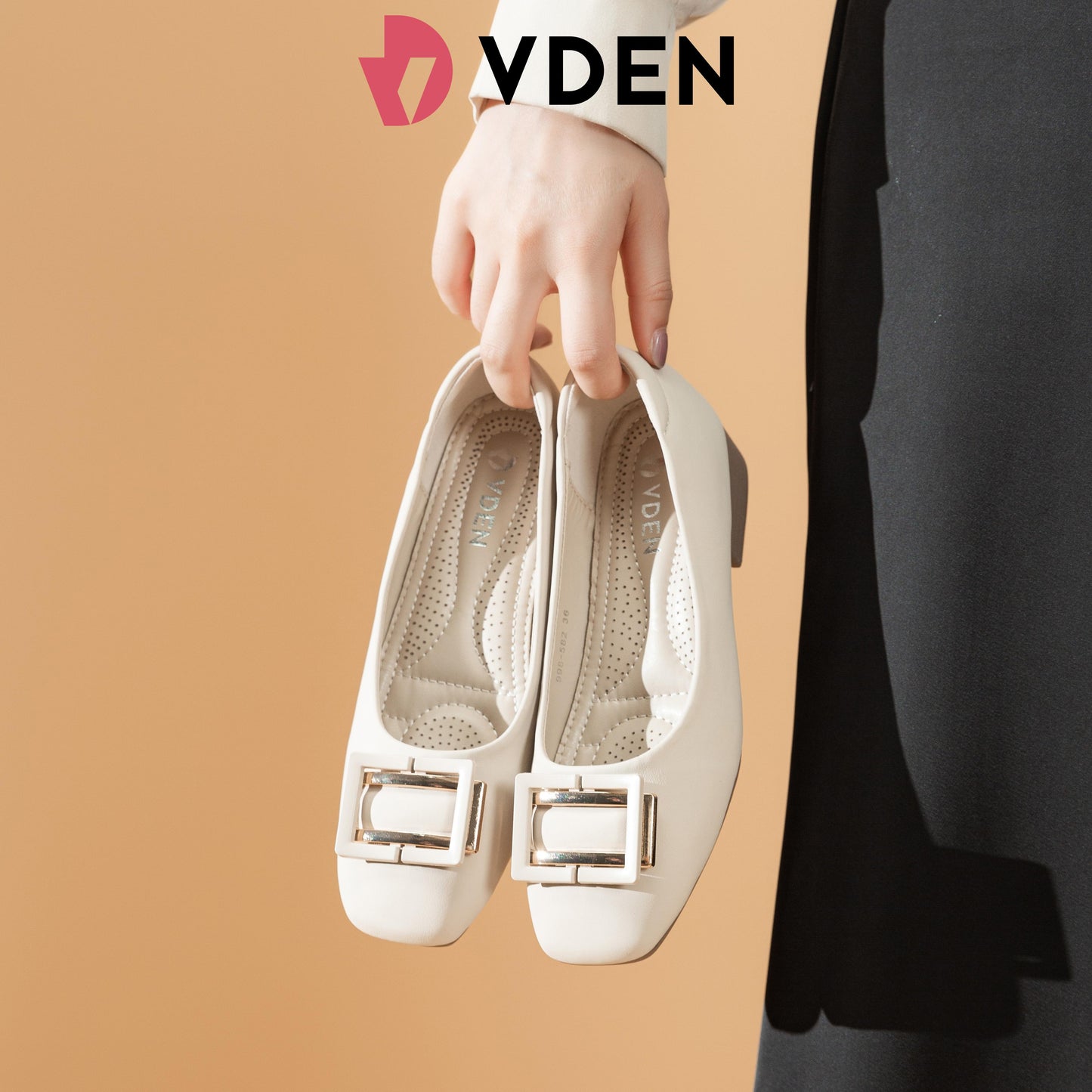 VDEN Dainty Square Toe Pumps for Women 3CM/1.2INCH Ladies Slip-on Loafers Women's Mid Chunky Toe Classy Shoes998-582 Simple Student Shoes High-end Office Shoes Square Buckle Block Heels Comfort