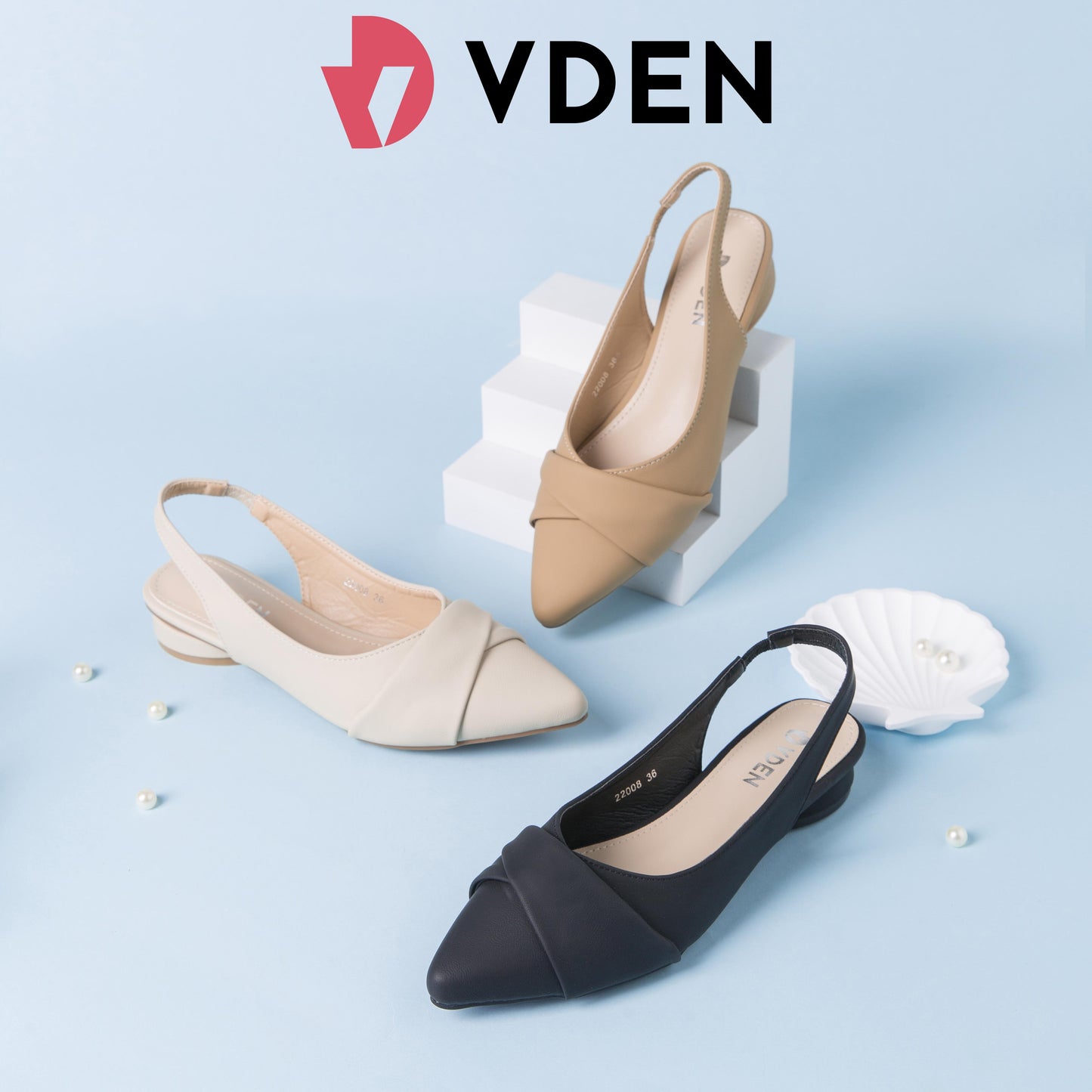 VDEN Pointed Mules Slingback Flat Shoes 22008 Pointed Toe Flat Heel (1 cm or less) Summer