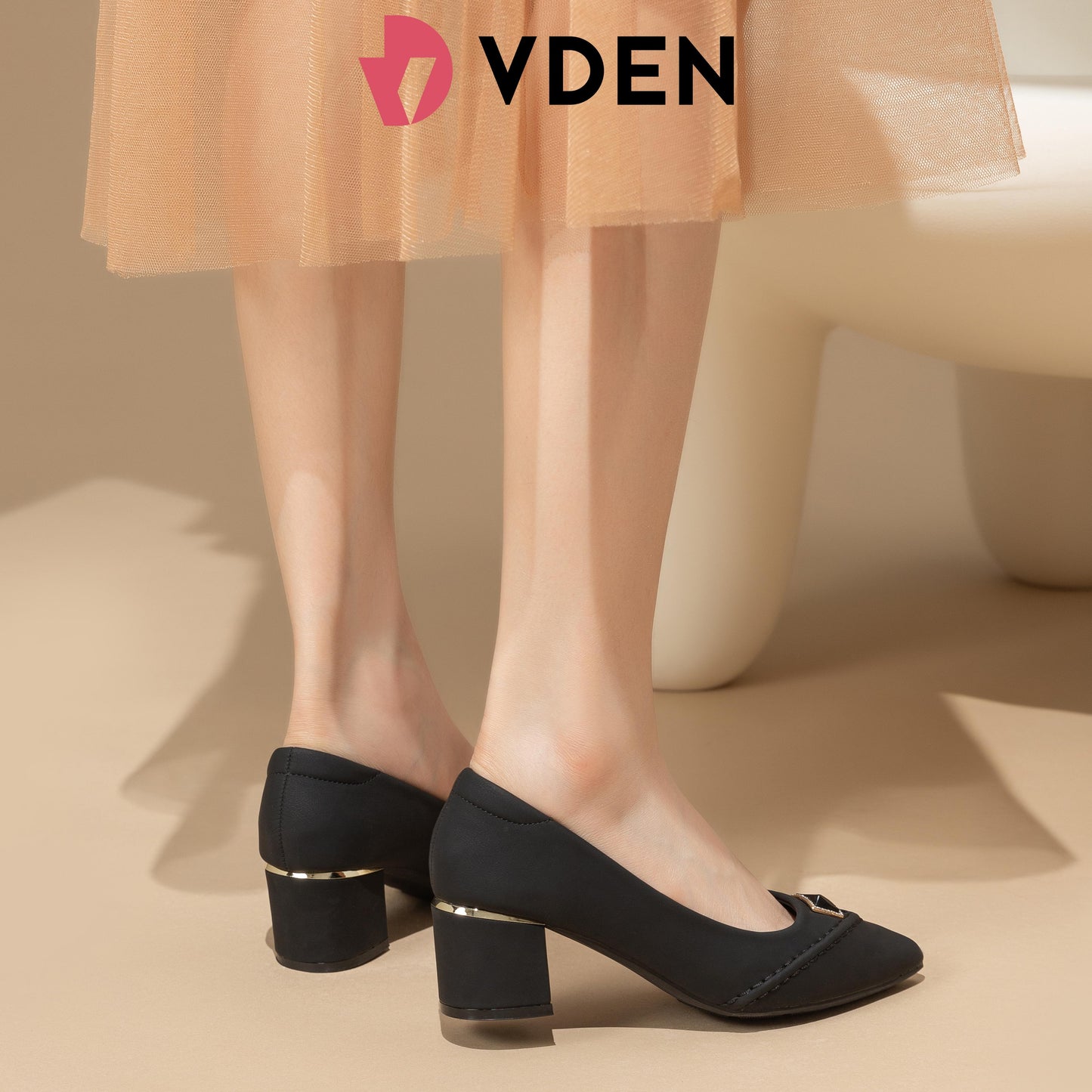 VDEN Women's Office Thick Heel Pointed Shoes 2INCH/5.2CM 873-543 Women‘s Chic Pump Shoe Carnival Business Pointed Toe High-Heel Lady Fashion Career Shoes