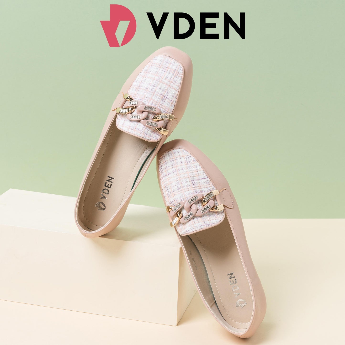 VDEN Women’s Elegant Square Toe Loafers Metallic Design B0083 Square Toe Slip-Ons