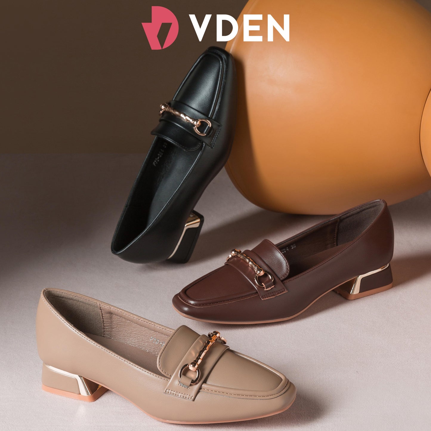 VDEN Square-toe Loafers For Women (F78-284) Slip-Ons 2024 New Retro Genuine Leather Thick Heel French Super Soft Loafers For Commuting Fo Work Shoes