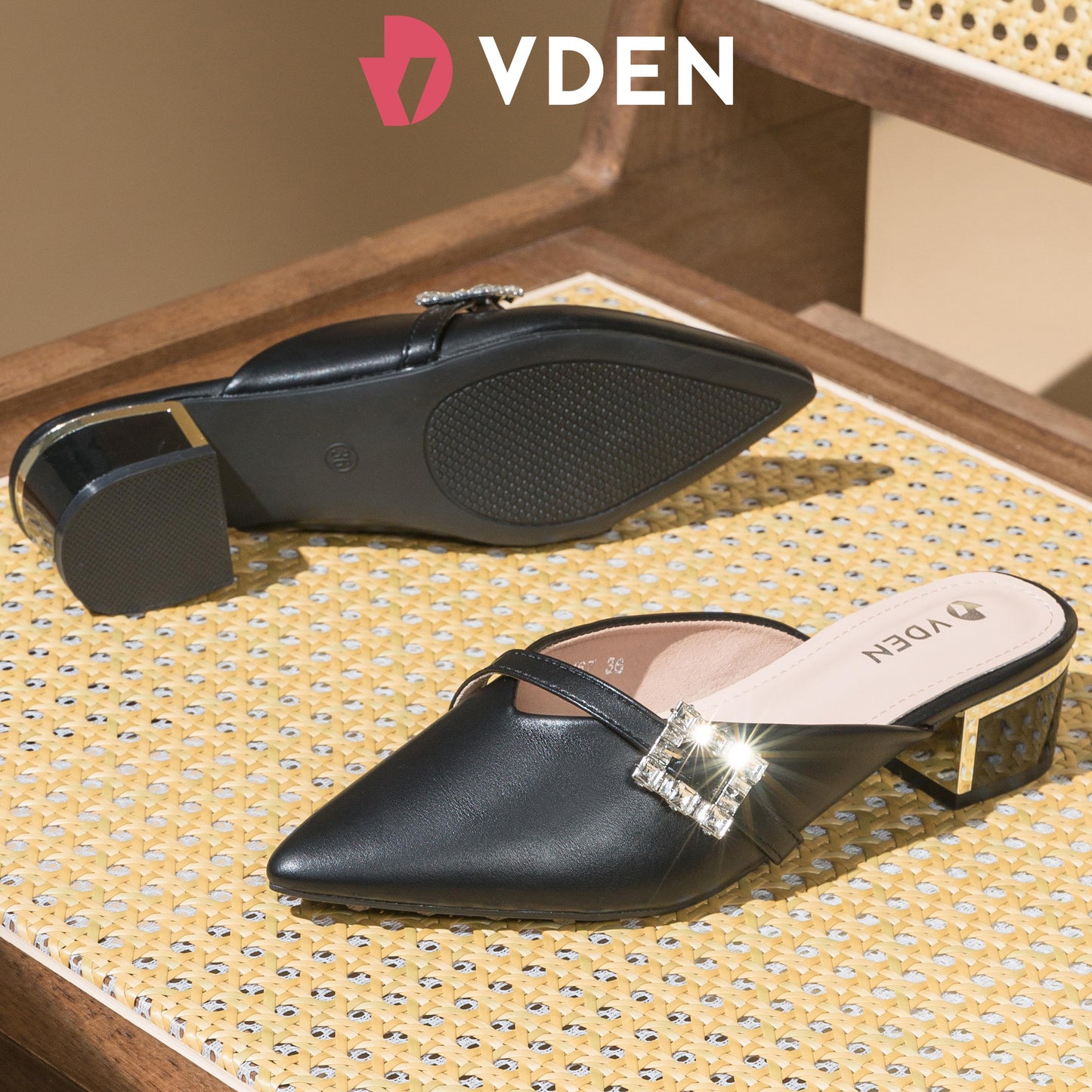 VDEN Classy Pointed half Shoes For Women 1.5INCH/4CM 1167 Comfortable And Versatile Mules With Pointed Toes And Slight Heel