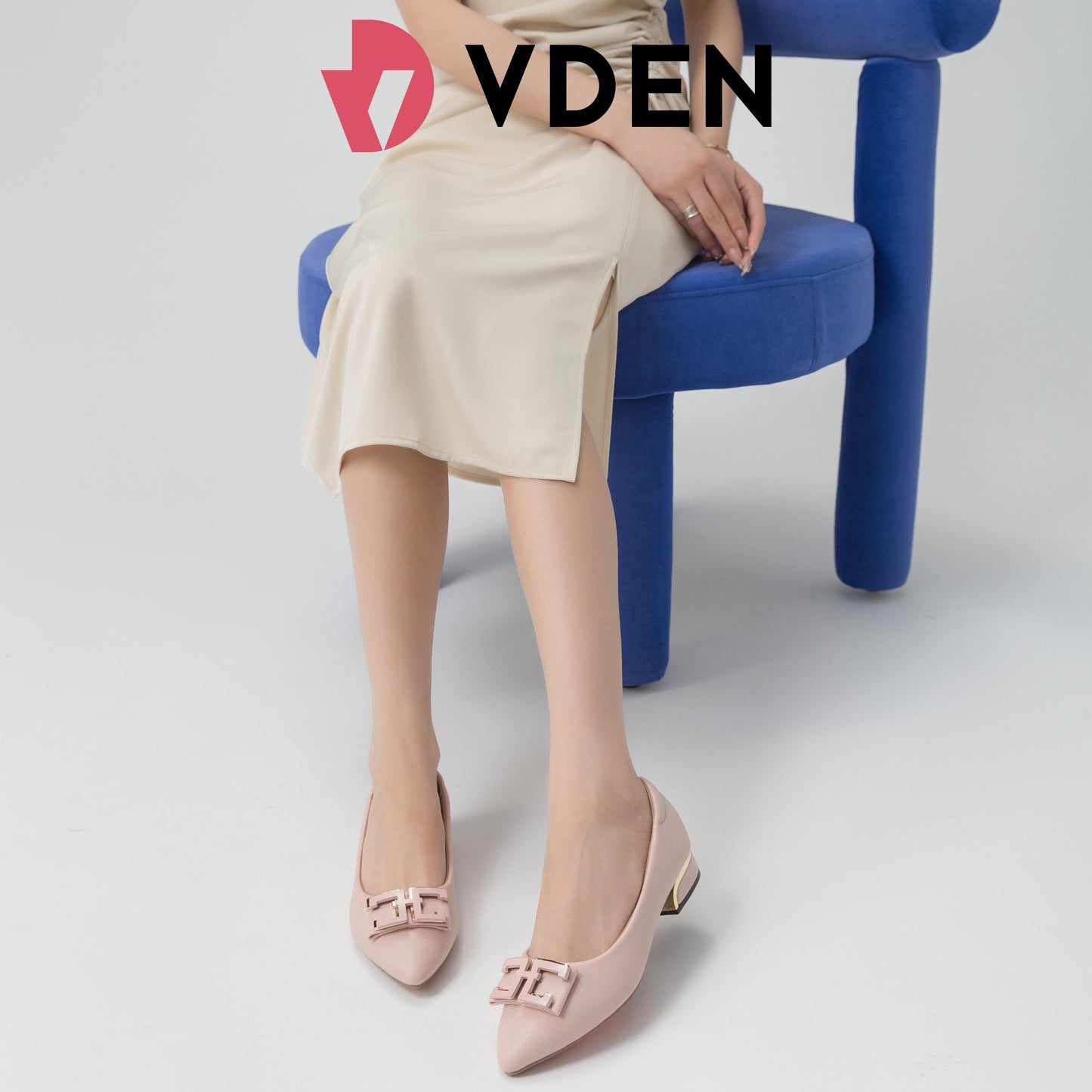 VDEN Pointed Toe Low Heel (1INCH) Shoes Stylish Commuter Slip-on Shoes 1288-595