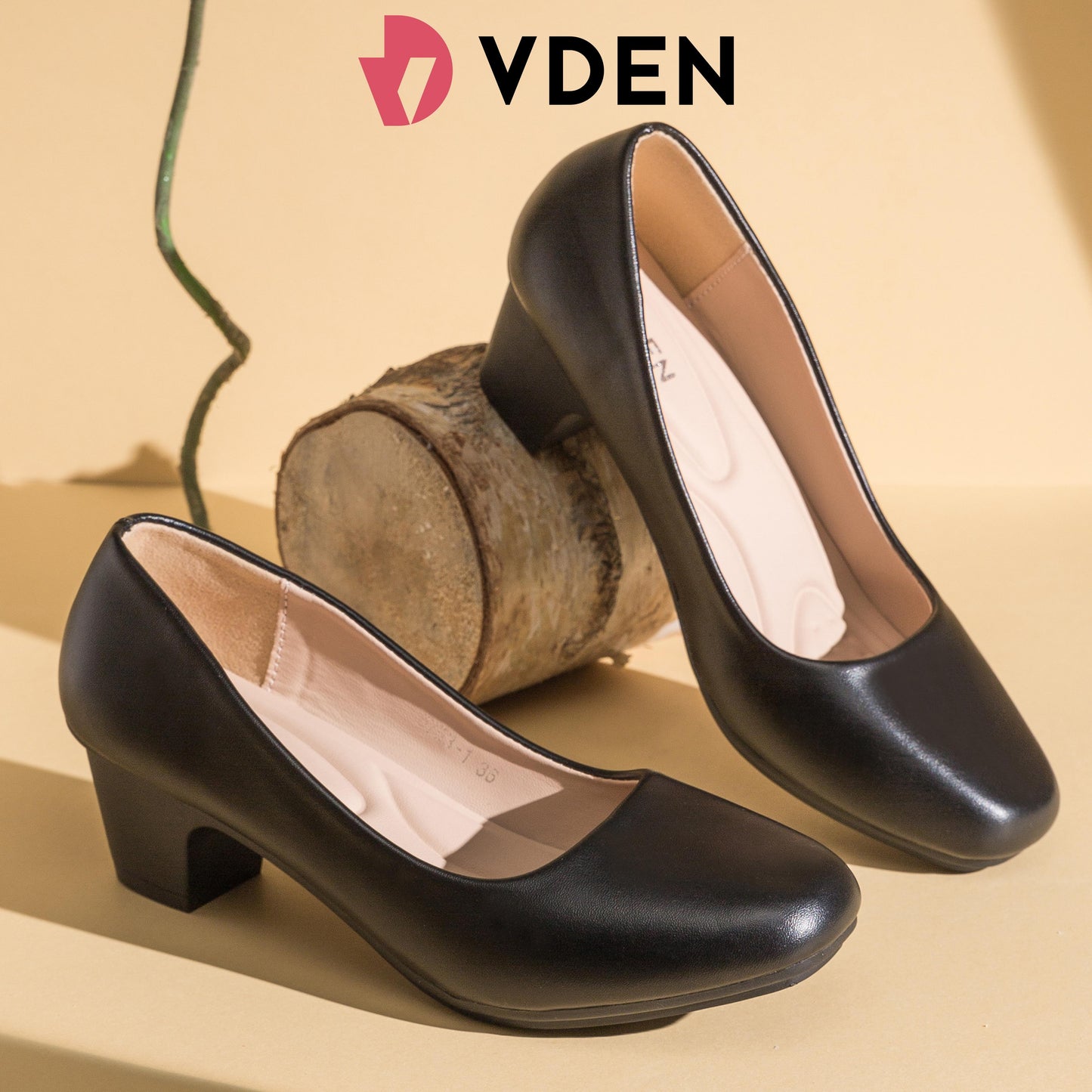VDEN Women's Low Chunky Heels Pumps Comfortable Square Toe Dressy Work Shoes 1.7INCH/4.5CM 6753-1/777-1 Office School Black Heels Thickened Comfortable Insole Square Round Heels Elegant Footwear
