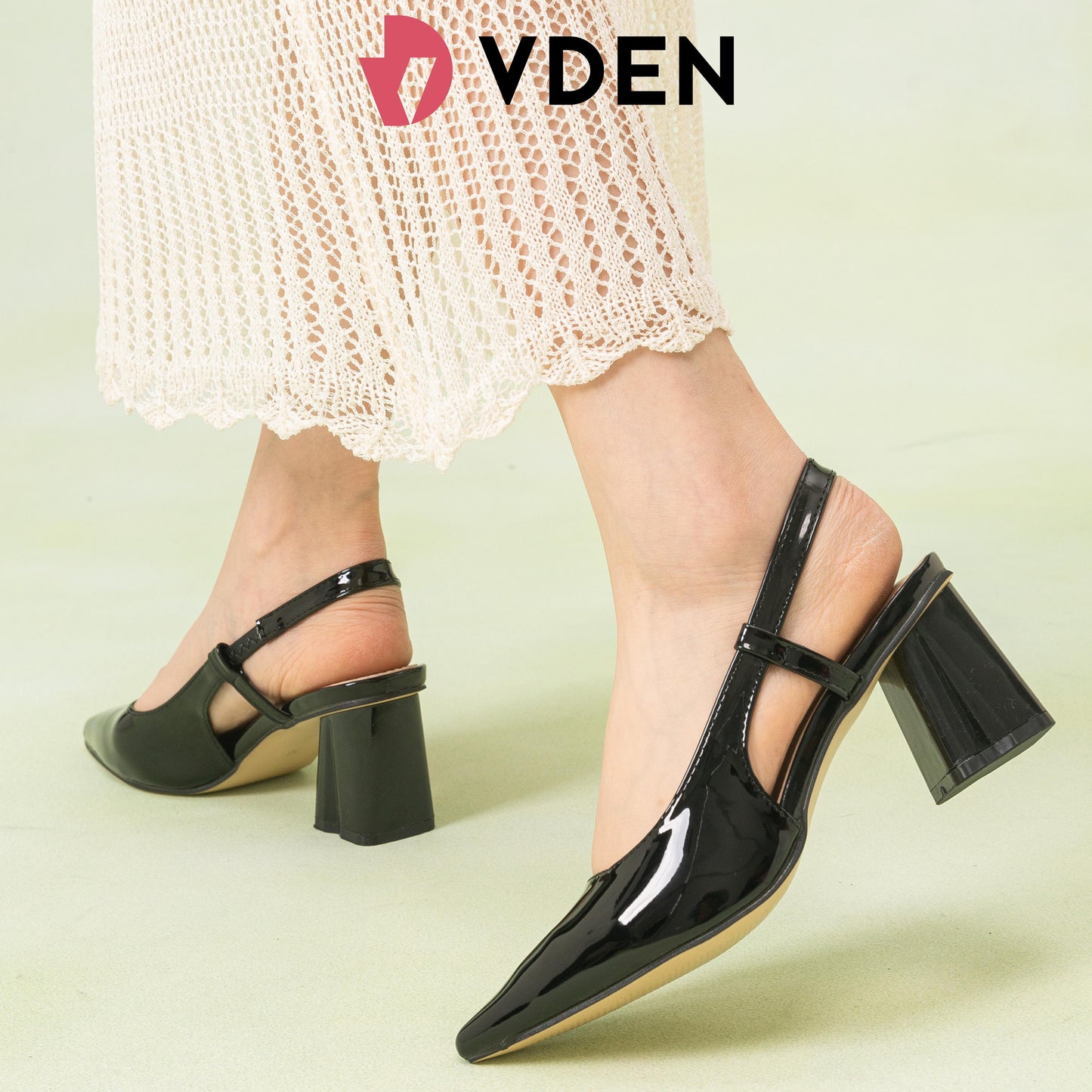 VDEN Women Slingback Block Heels Patent Leather Pointed Toe Mary Jane Pumps Office Work Shoes Kasut Wanita Ready Stock 2.5INCH/6.3CM (Foot Width Add 1 Size) B668-15 Women's Patent Leather Pointed Toe Single Strap Chunky Heels For Women