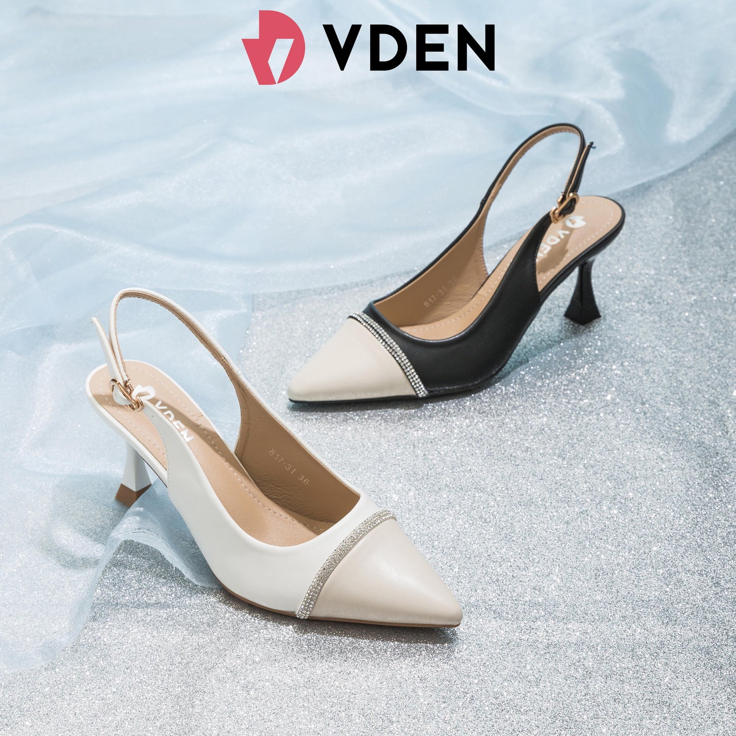 VDEN Elegant Single Shoes For Women 7.5CM/3INCH Heels With Buckle Design Hight Heeled Shoes Slingback Pointed Toe Shoes 817-31