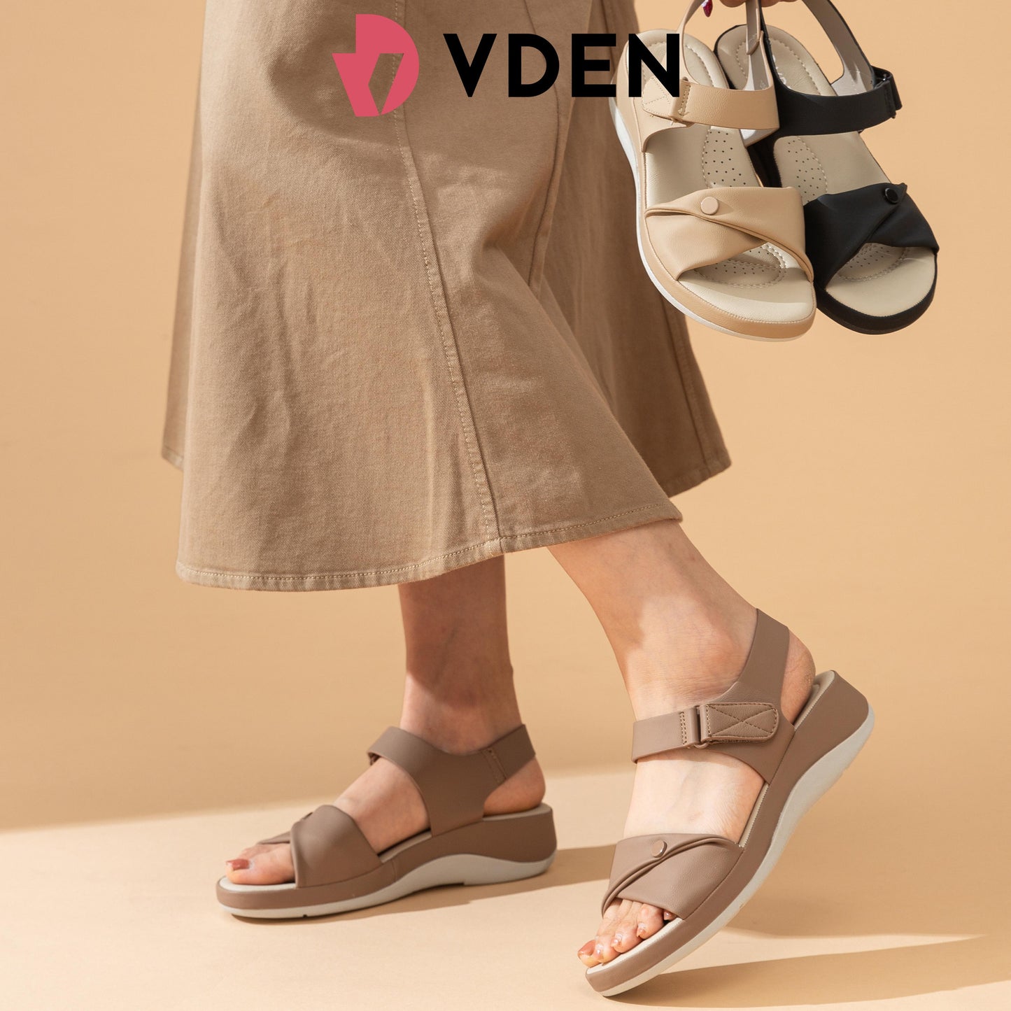 VDEN Women Soft Comfort Velcro Sandals 1.5INCH/3.9CM Z009-13 Lightweight Casual Walking Sandals for Women Adjustable Strap Comfort Sandals Everyday Soft Sole Open Toe Sandals Arch Support Velcro Sandals for Women Comfy Flat Platform Sandals