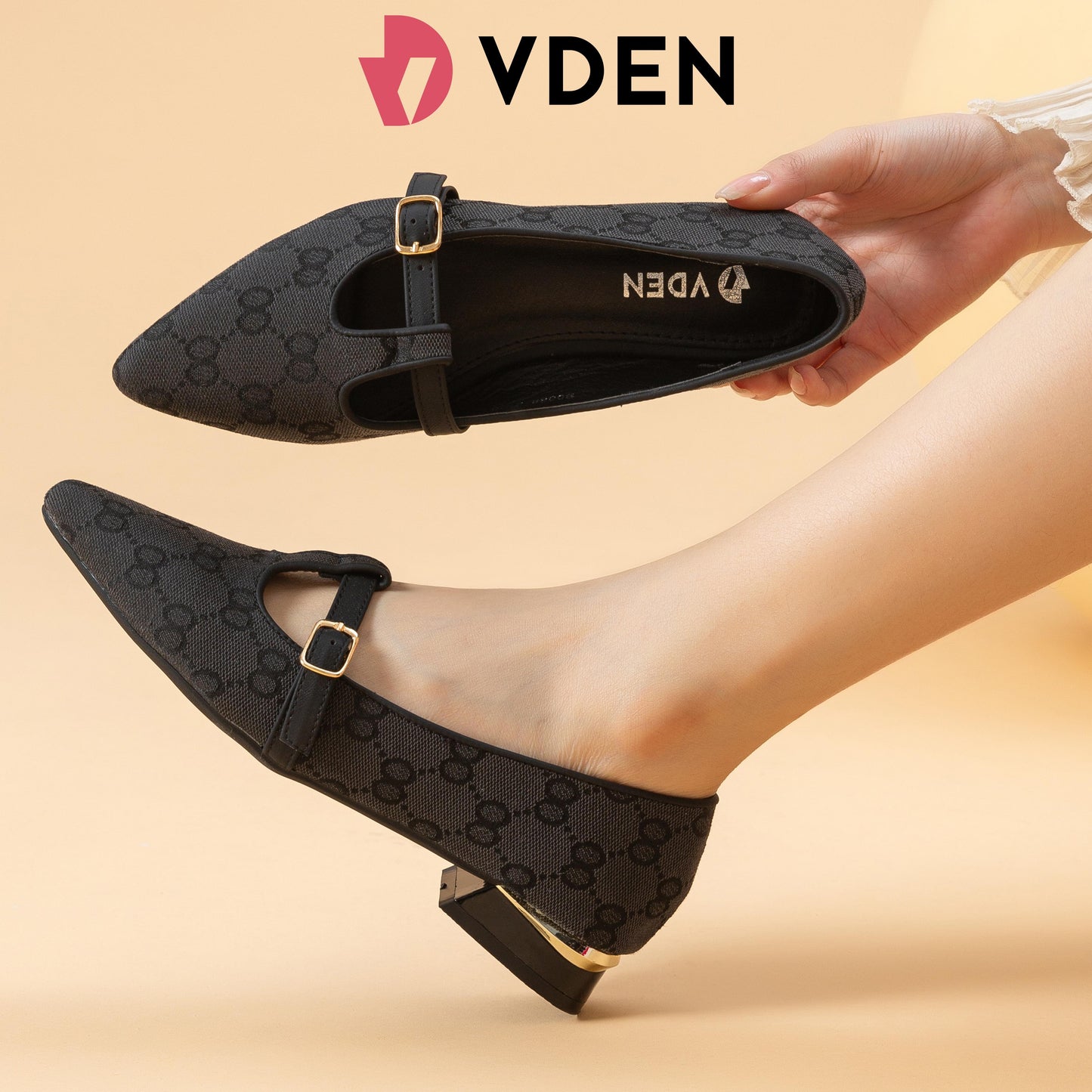 VDEN Women's Pointed Toe Loafers Shoes Old Money Style Slip-on Shoes For Women 1.1INCH/3CM B0088-2 Chunky Low Heel Loafers French Retro Style Slip-on Shoes For Women Braided Accessories Footwear