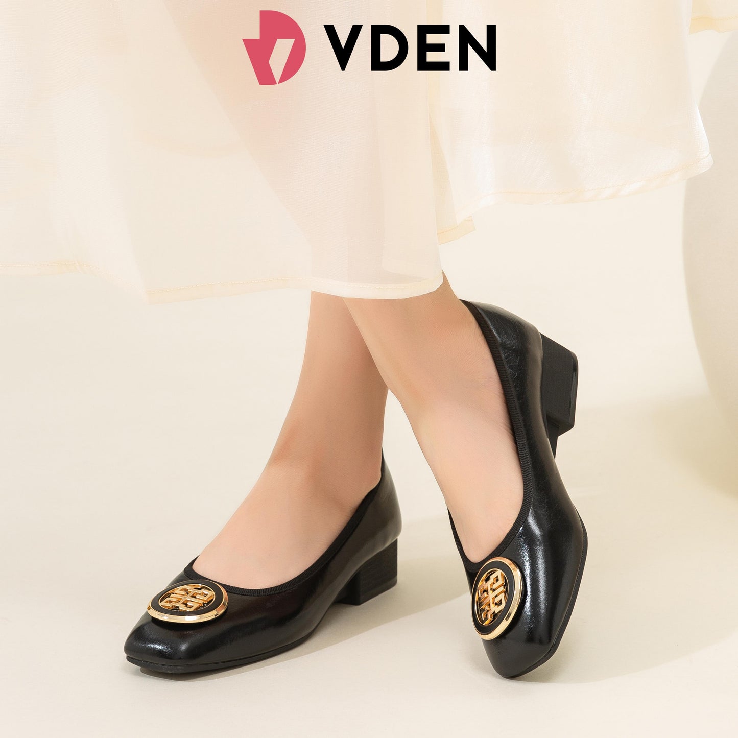 VDEN Fashionabke Solid tone Square-toe pumps For Women 1.2INCH/3CM A998-14Korean Style Comfortable Soft Sole Slip-on Women's Shoes Commuting Old Money Style Low Heels