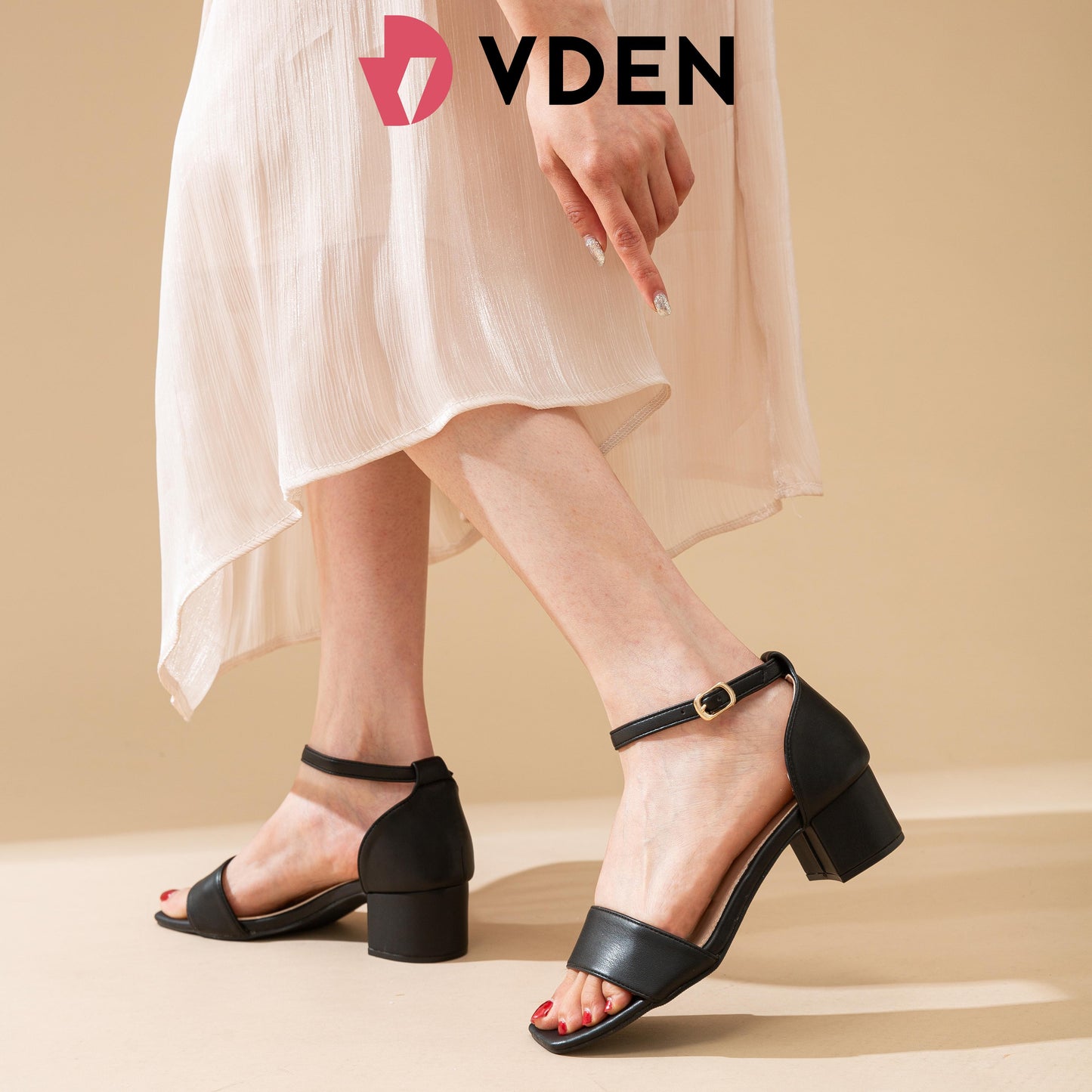 VDEN Leisure Ankle Strap block Heel Sandals 1.9INCH/4.7CM 1602-6 Women's French Lace-up Sandals Fairy Style Casual Temperament Thick Heel High Heels