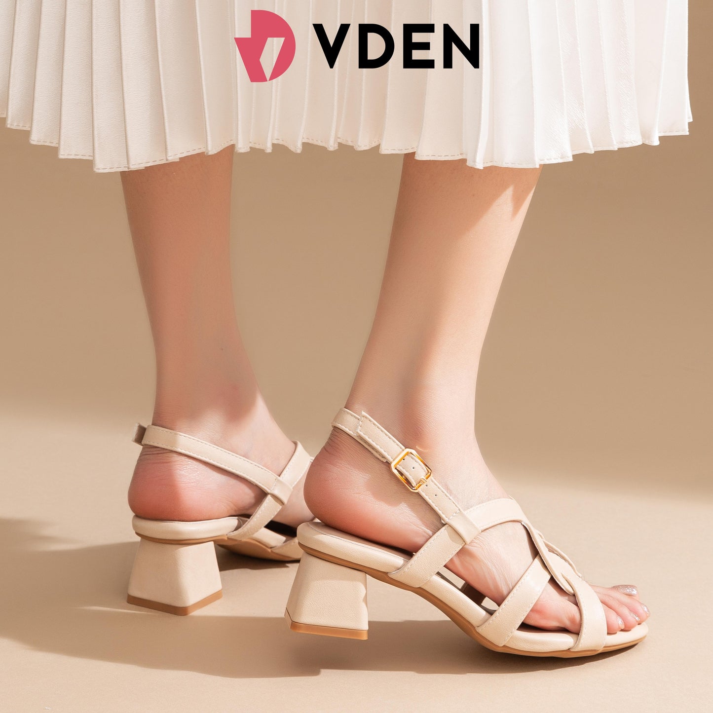 VDEN Women's Open Toe Cross Straps Low Block Chunky Heels Slingback Sandals 1.7INCH/4.4CM 758-1 Retro Braided Thick Heel Shoes Roman Shoes Slingback Shoes Classy Elegant Walking Shoes