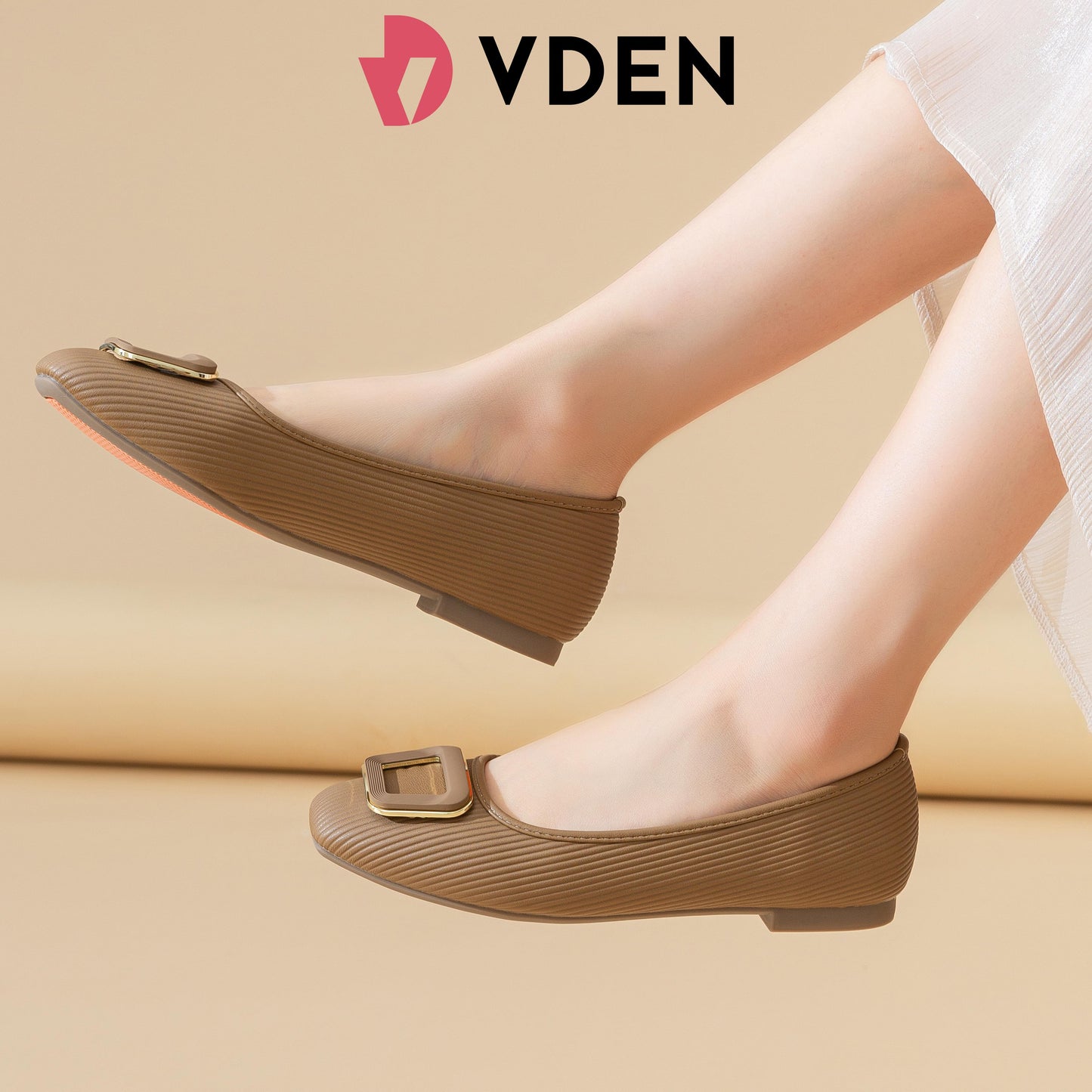 VDEN Women Fashion Square Toe Block Flat Shoes Business Work For Women 0.4INCH/1CM 182-21 Classic Buckled Ballet Flats Women’s Office Flats – Soft Slip-On Shoes With Stylish Buckle