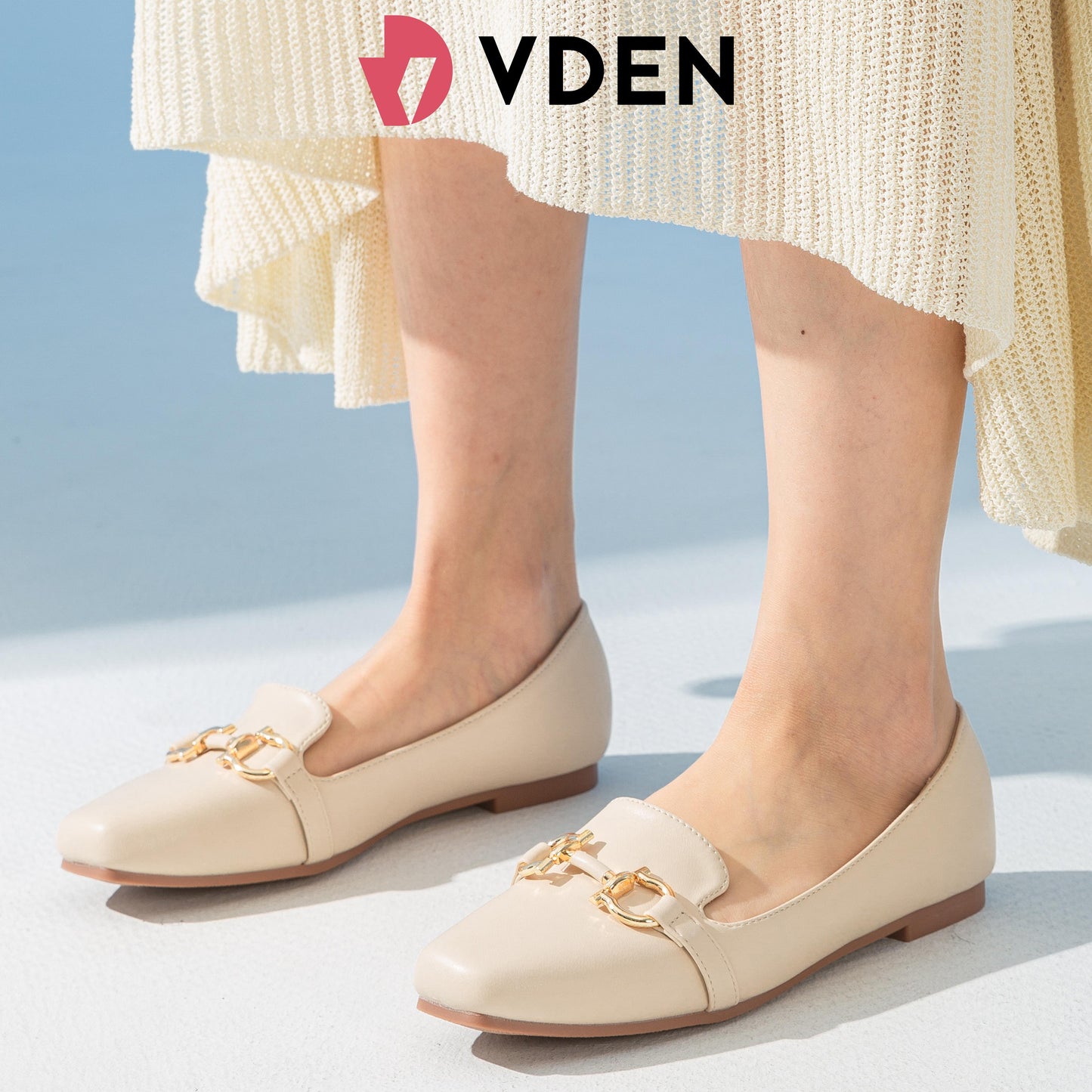 VDEN Women's Loafers Comfortable And Fashionable Chain Flat Shoes For Women 0.4INCH/1CM W903-8 Old Money Style Korean Style Simple Flat Loafers Office Slip-on Shoes For Women