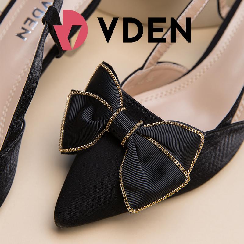 VDEN Pointed Stiletto Heels Mid Heel (2INCH) New Korea Women Shoes Bow Shoe Buckle A098-46