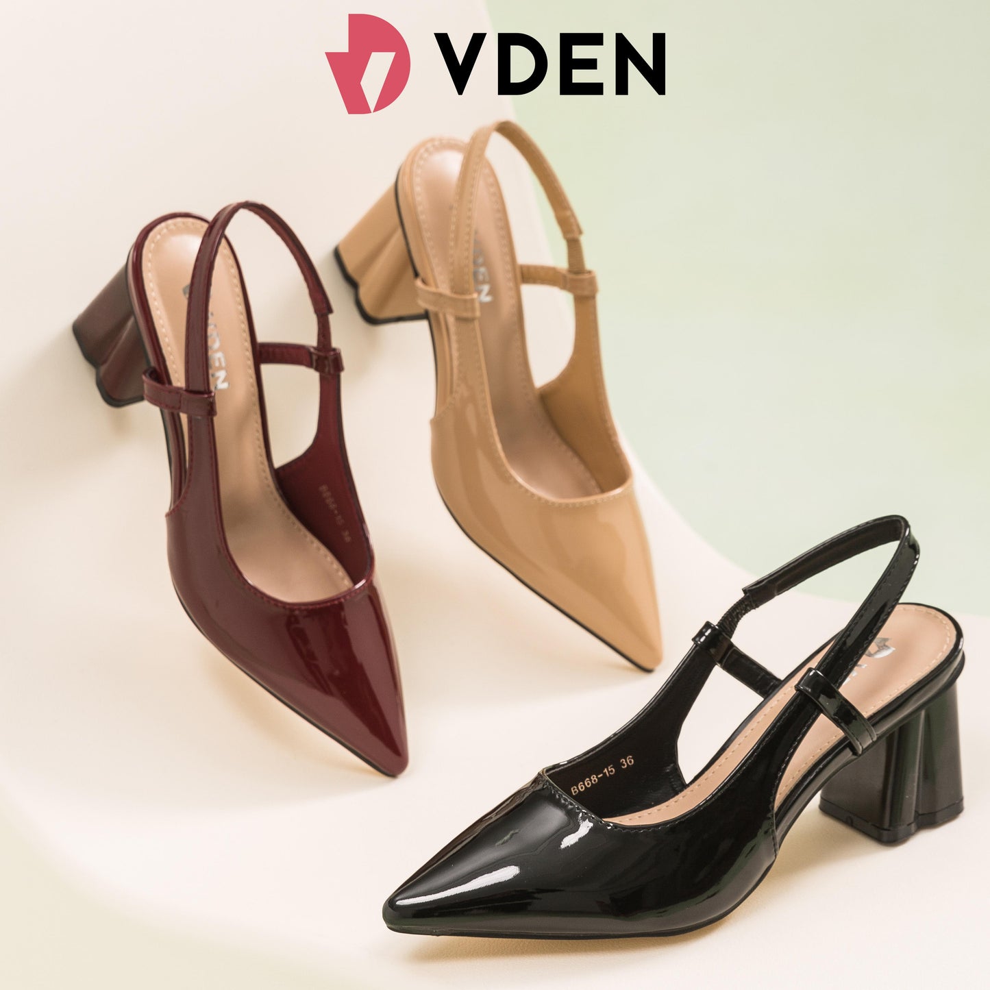 VDEN Women Slingback Block Heels Patent Leather Pointed Toe Mary Jane Pumps Office Work Shoes Kasut Wanita Ready Stock 2.5INCH/6.3CM (Foot Width Add 1 Size) B668-15 Women's Patent Leather Pointed Toe Single Strap Chunky Heels For Women