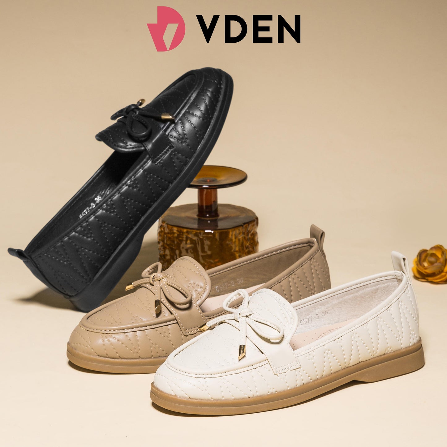 VDEN Women's Lightweight Loafers Nonslip Bowknot For Women 0.8ICNH/2.1CM 5577-3 Fashionable Women’s Leather Loafer Shoes One-step Versatile Loafers British Style Preppy Style Flat Shoes